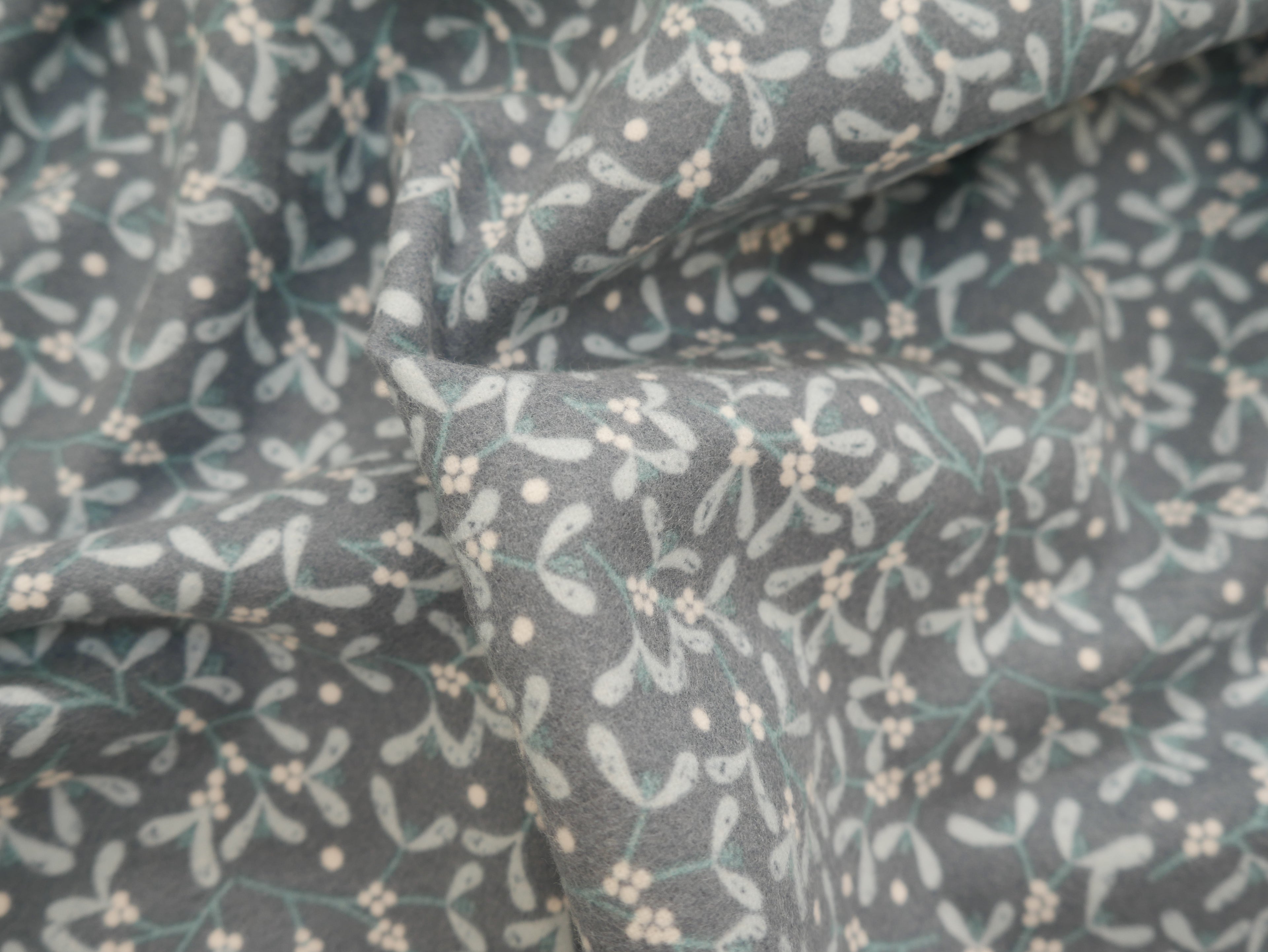 Lewis & Irene Mistletoe Flannel, Dark Grey Blue £15.80 p/m-Viscose-Flying Bobbins Haberdashery