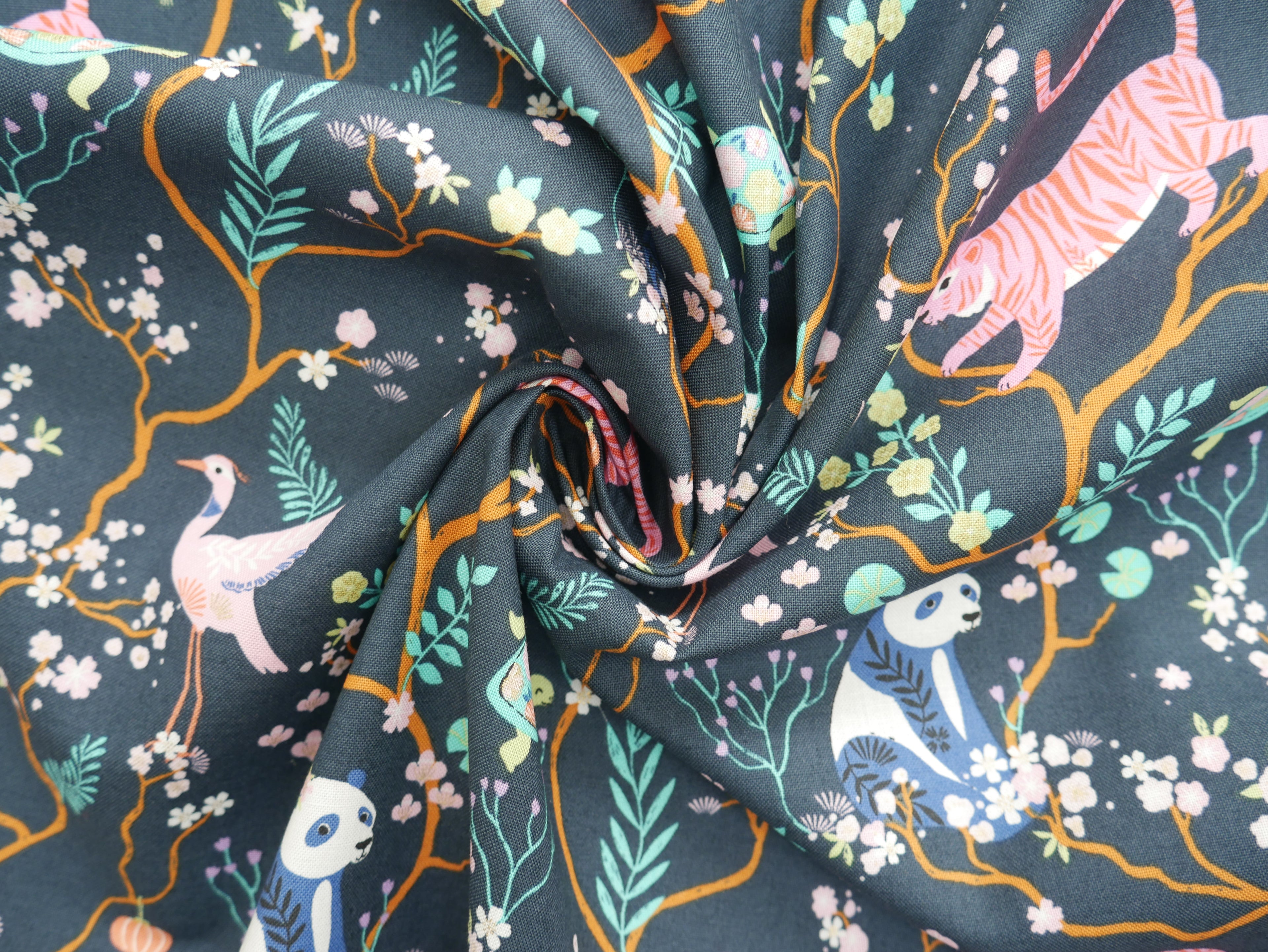 Blossom Days by Dashwood Studios, Tigers in Midnight, £14.20 pm-Cotton-Flying Bobbins Haberdashery