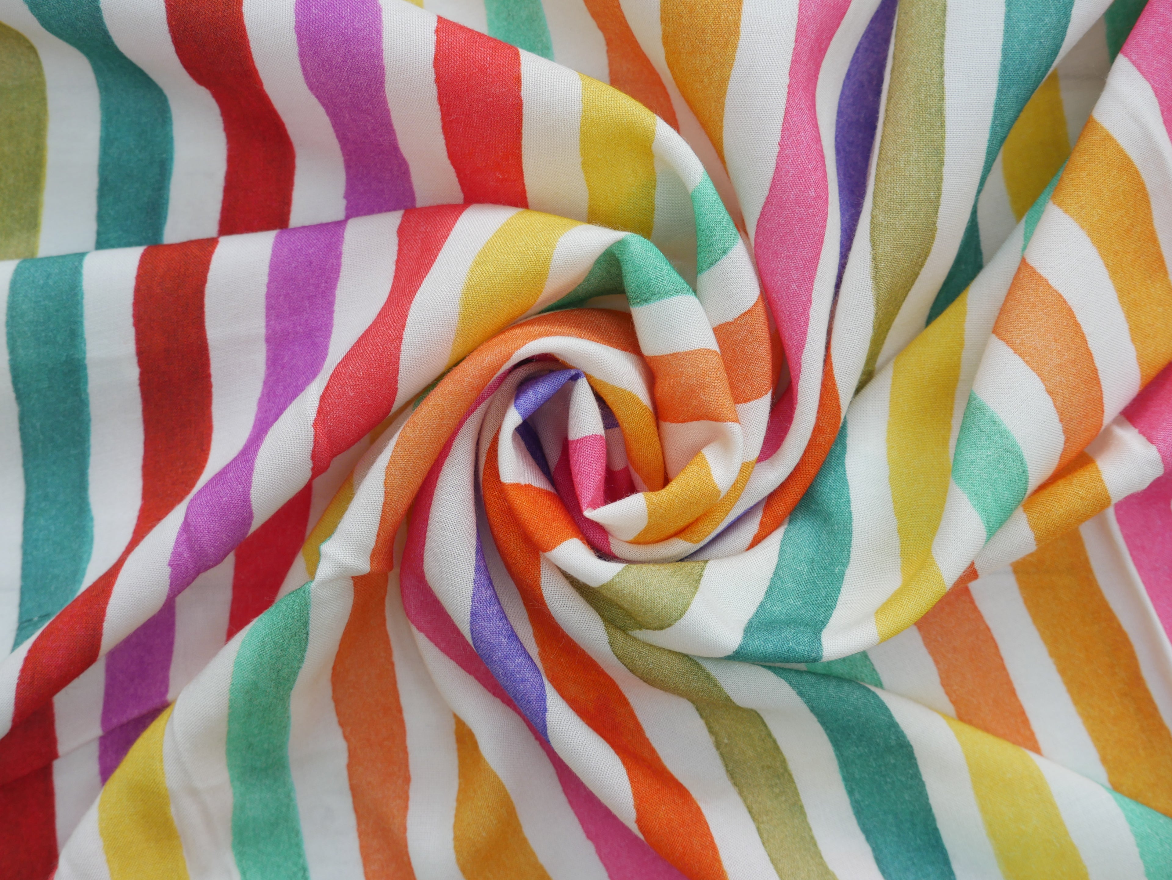 Bright Stripe Viscose Challis, £15.80 p/m-Fabric-Flying Bobbins Haberdashery