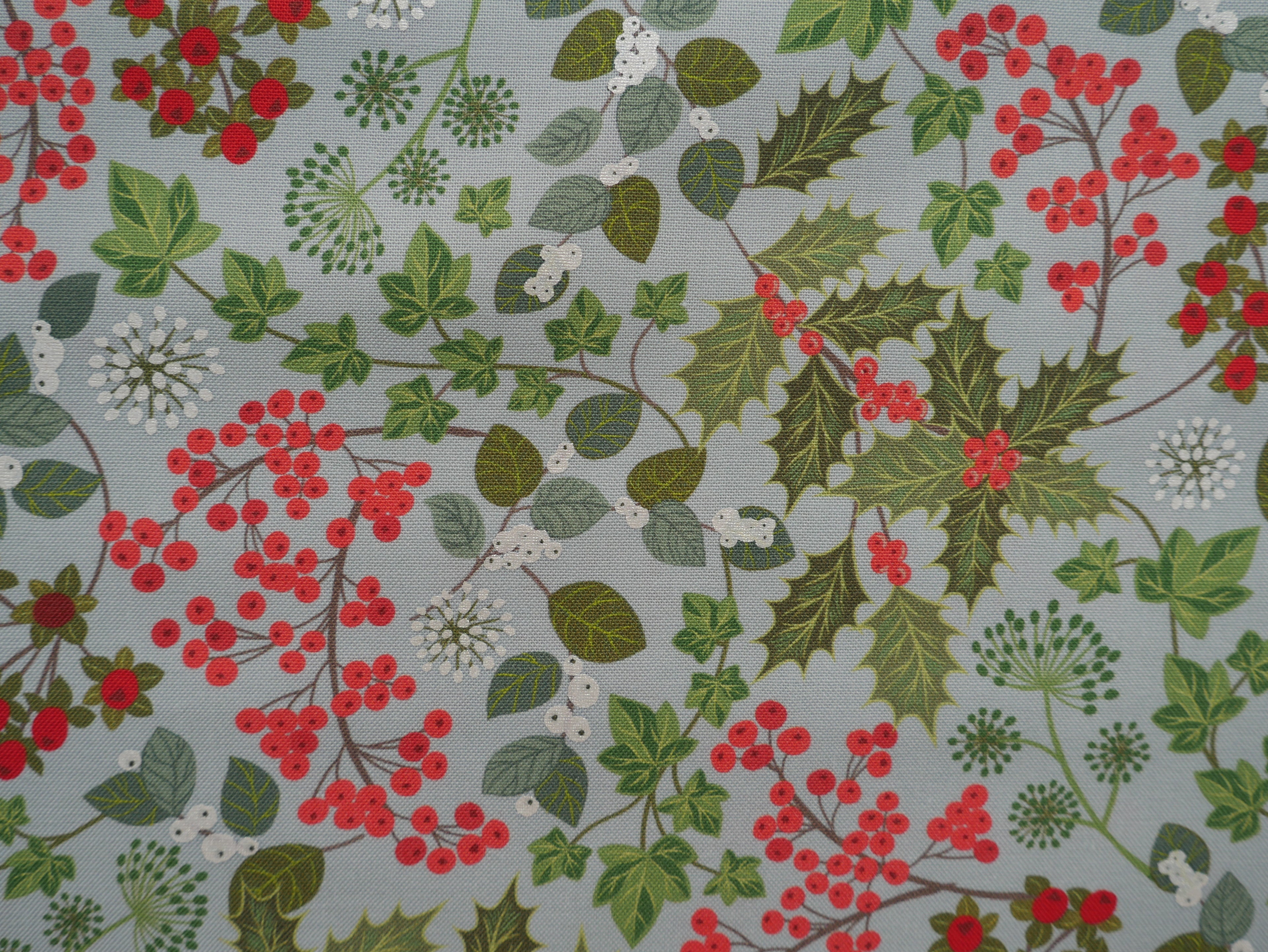 Lewis & Irene Holly & Ivy on Winter Blue with Pearl £14.80 p/m-Viscose-Flying Bobbins Haberdashery