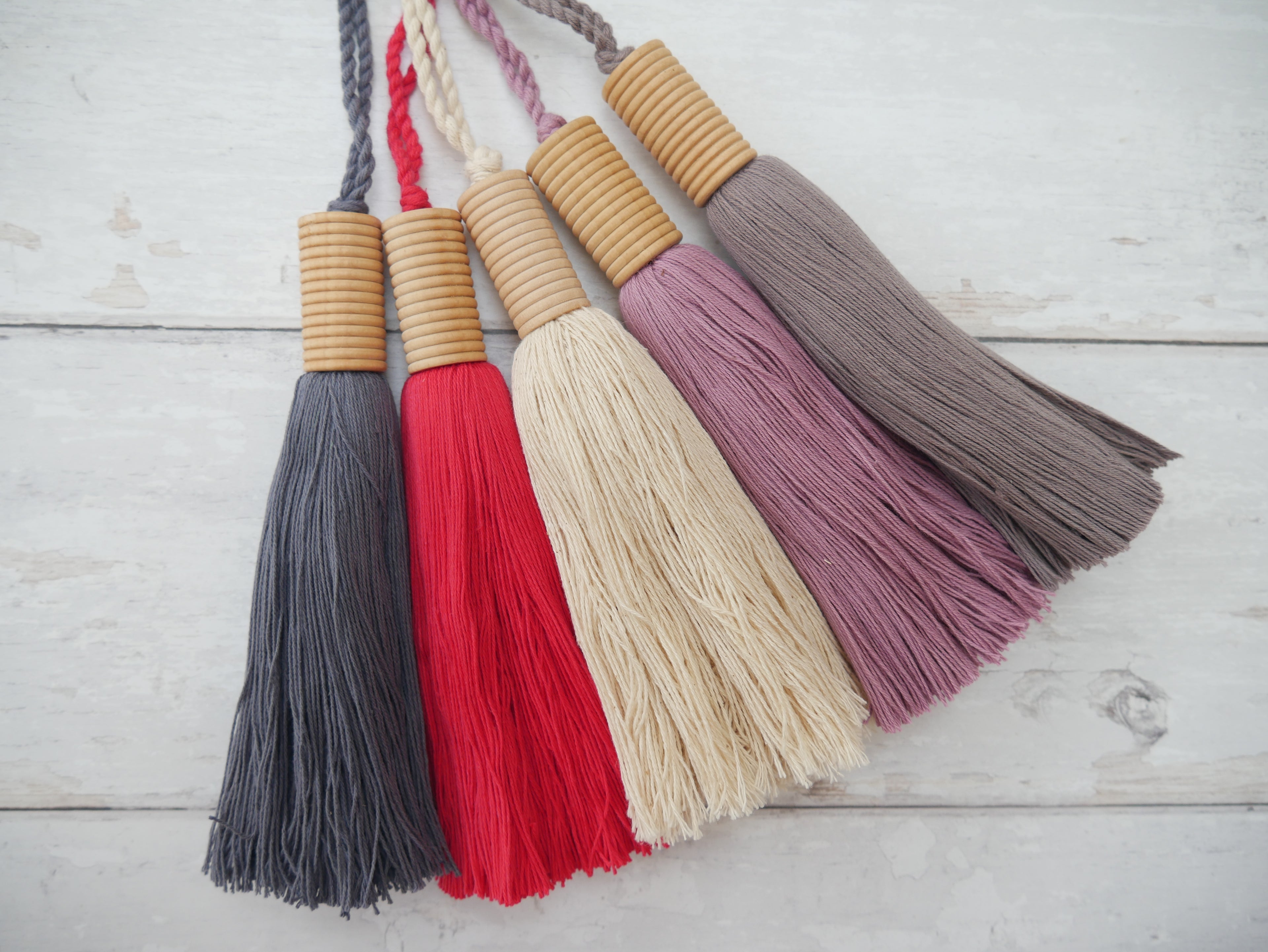 Giant Wooden Tassel in Cerise-Tassel-Flying Bobbins Haberdashery