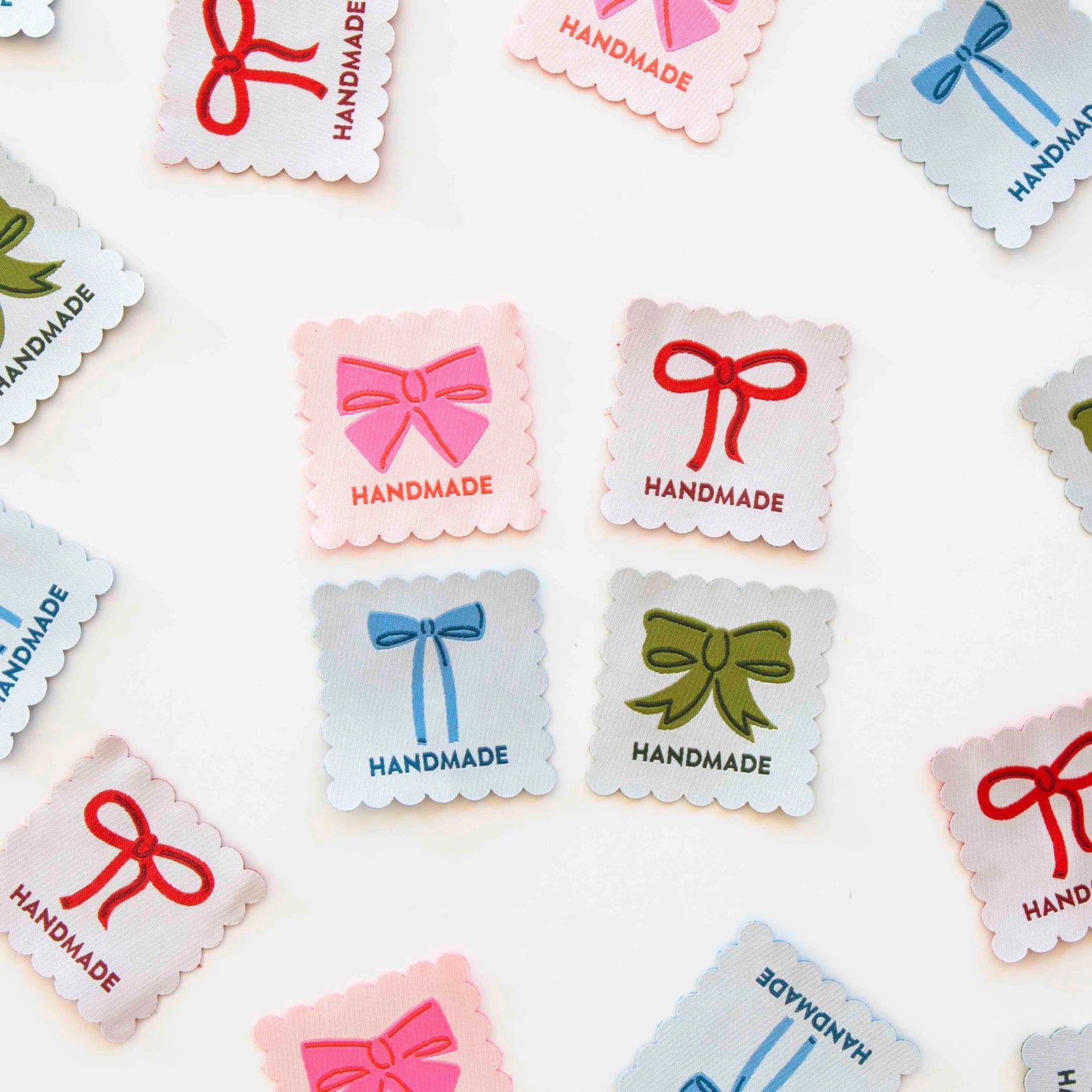 Sarah Hearts Bows Multipack Large Woven Sewing Labels-Flying Bobbins Haberdashery