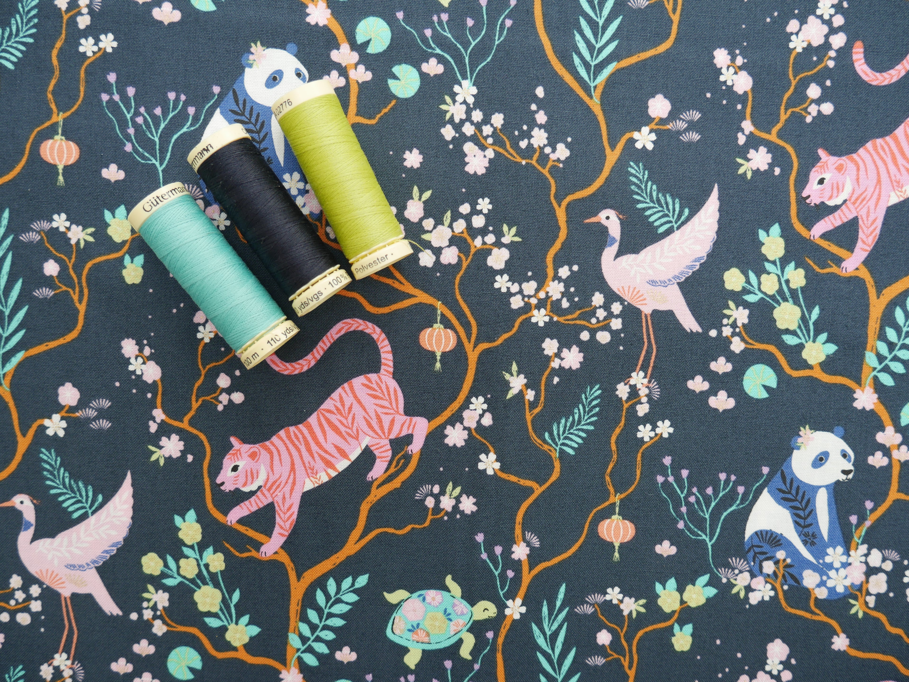 Blossom Days by Dashwood Studios, Tigers in Midnight, £14.20 pm-Cotton-Flying Bobbins Haberdashery