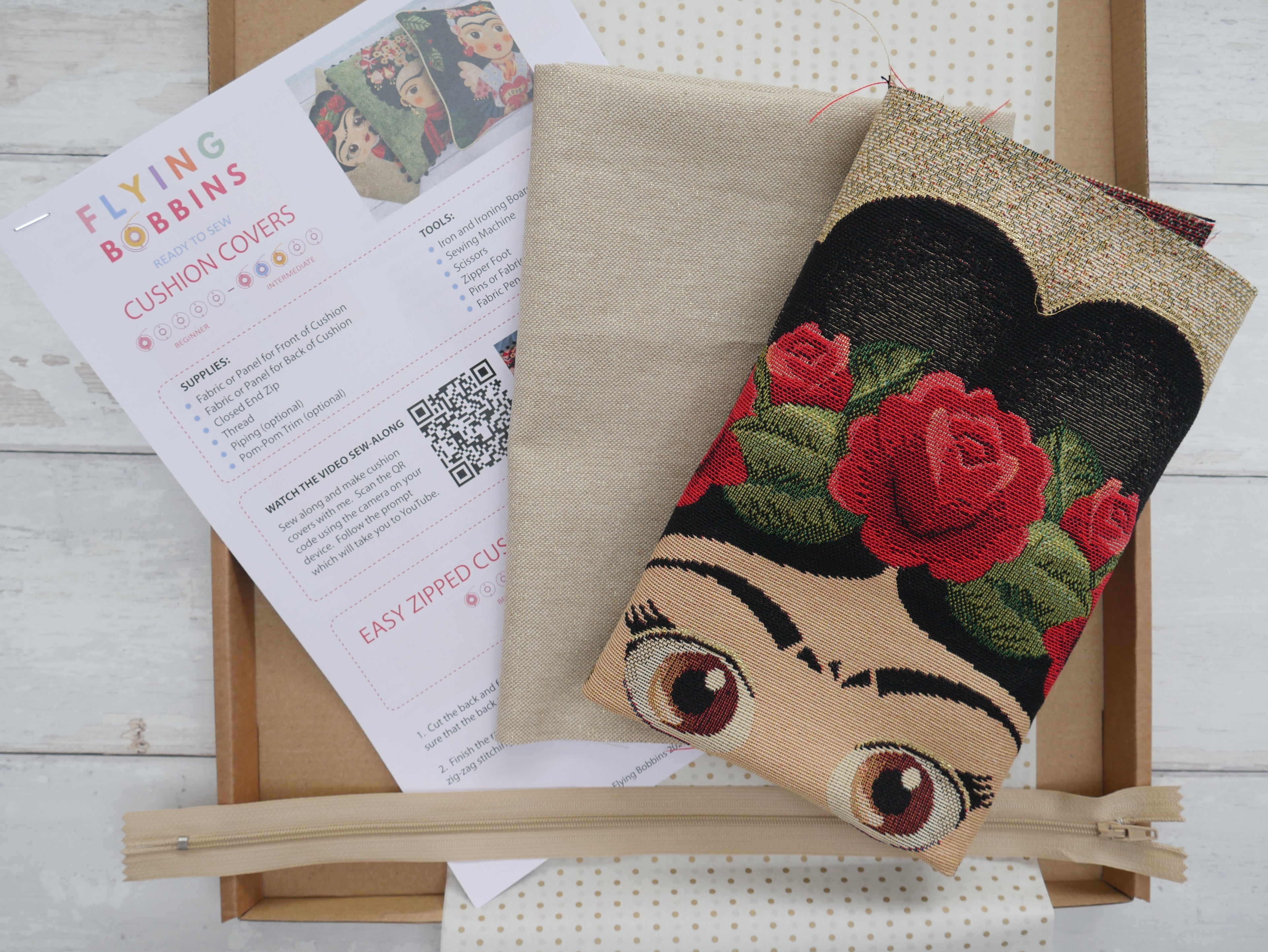 Flowers Cushion Kit-Sewing Kit-Flying Bobbins Haberdashery