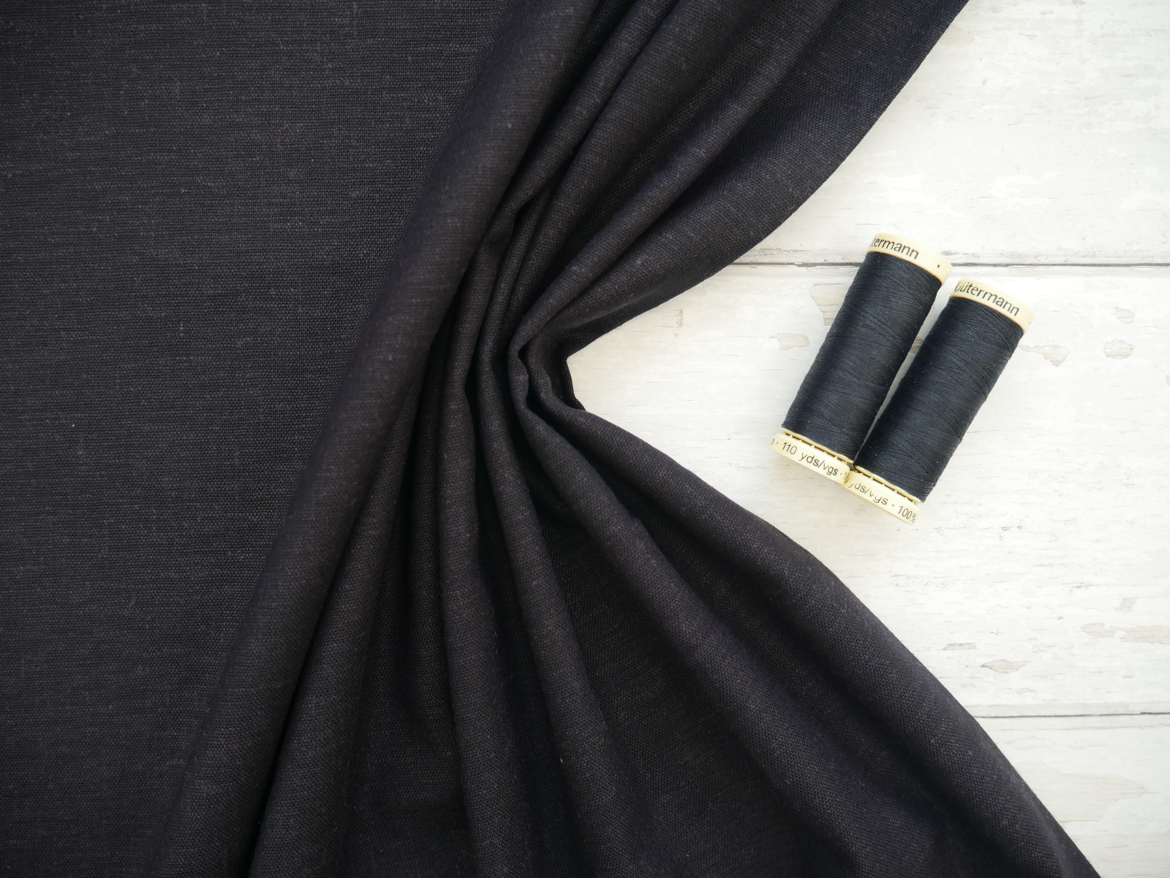 Province Linen Chambray in Navy, £17.50 p/m-Fabric-Flying Bobbins Haberdashery