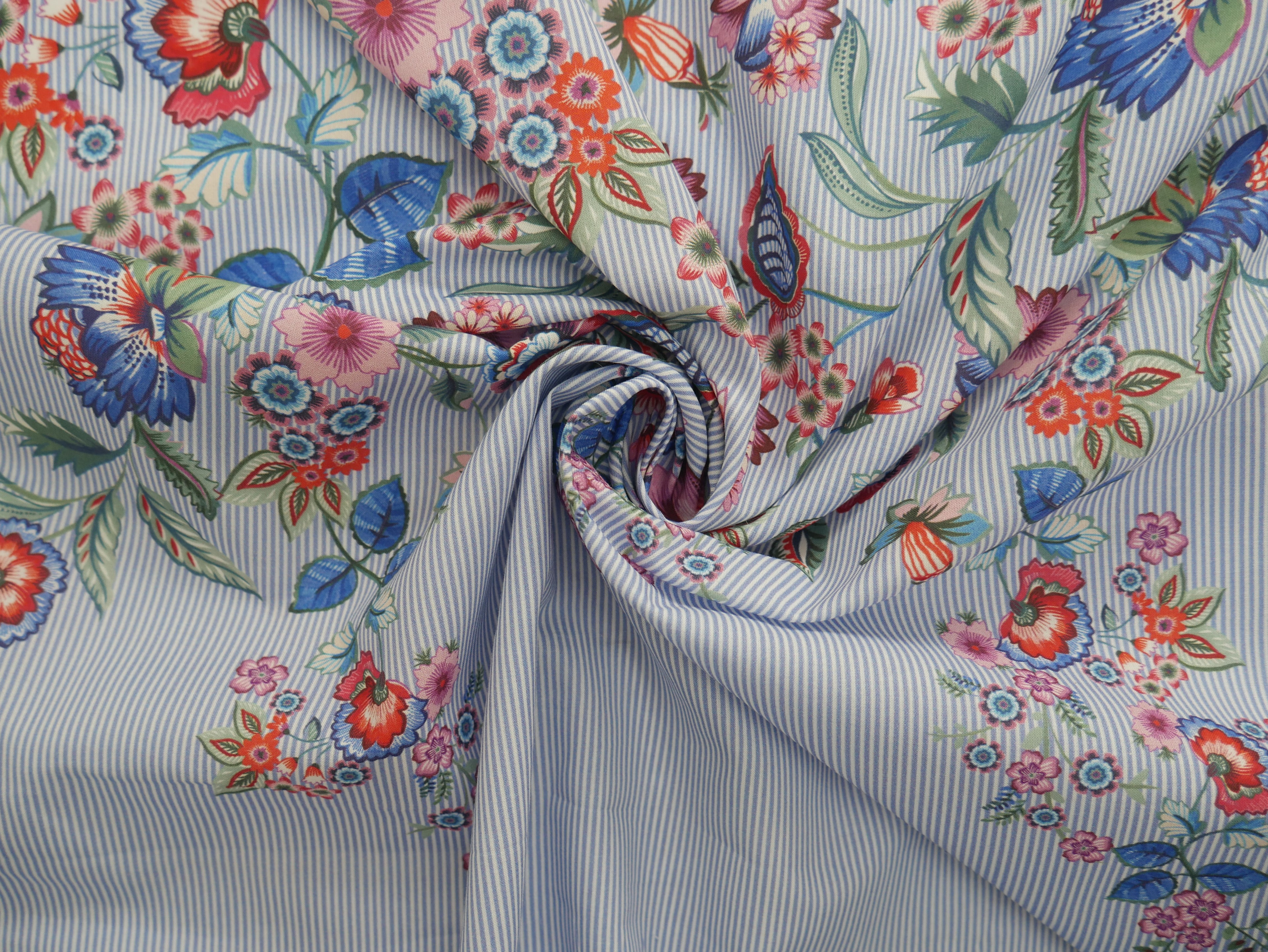 Floral Border Stripe Cotton, £15.80 pm-Viscose-Flying Bobbins Haberdashery