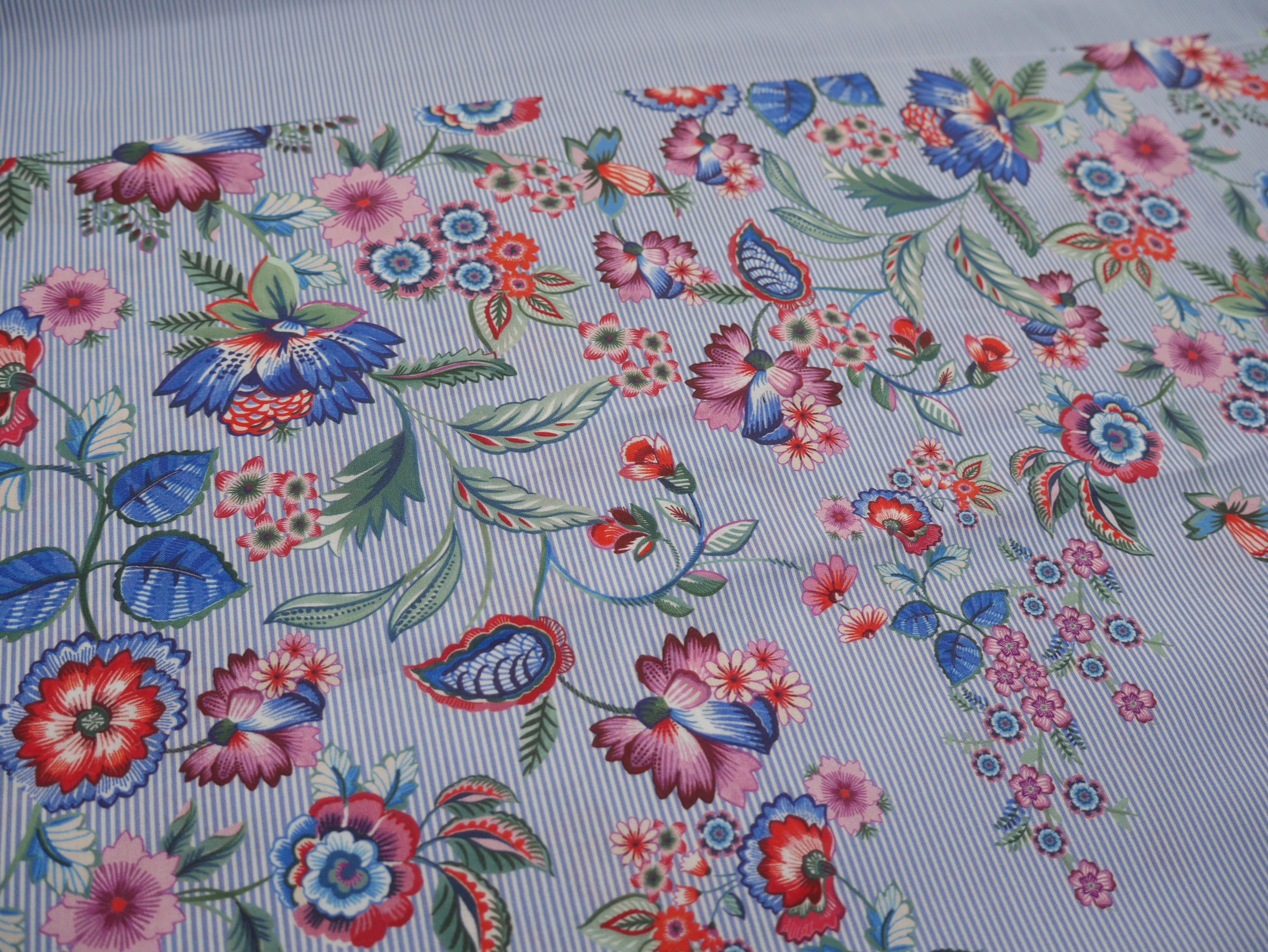 Floral Border Stripe Cotton, £15.80 pm-Viscose-Flying Bobbins Haberdashery