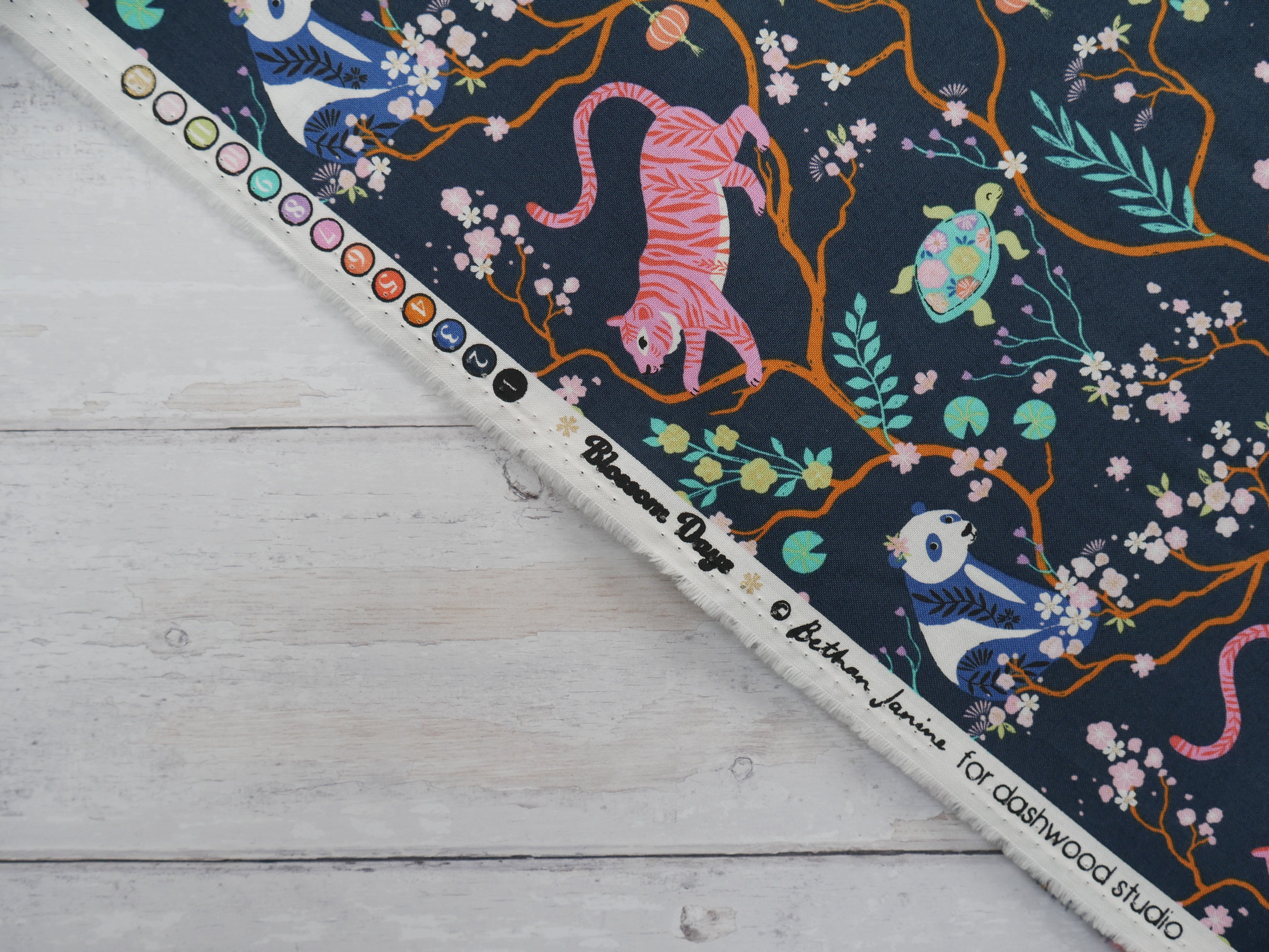 Blossom Days by Dashwood Studios, Tigers in Midnight, £14.20 pm-Cotton-Flying Bobbins Haberdashery
