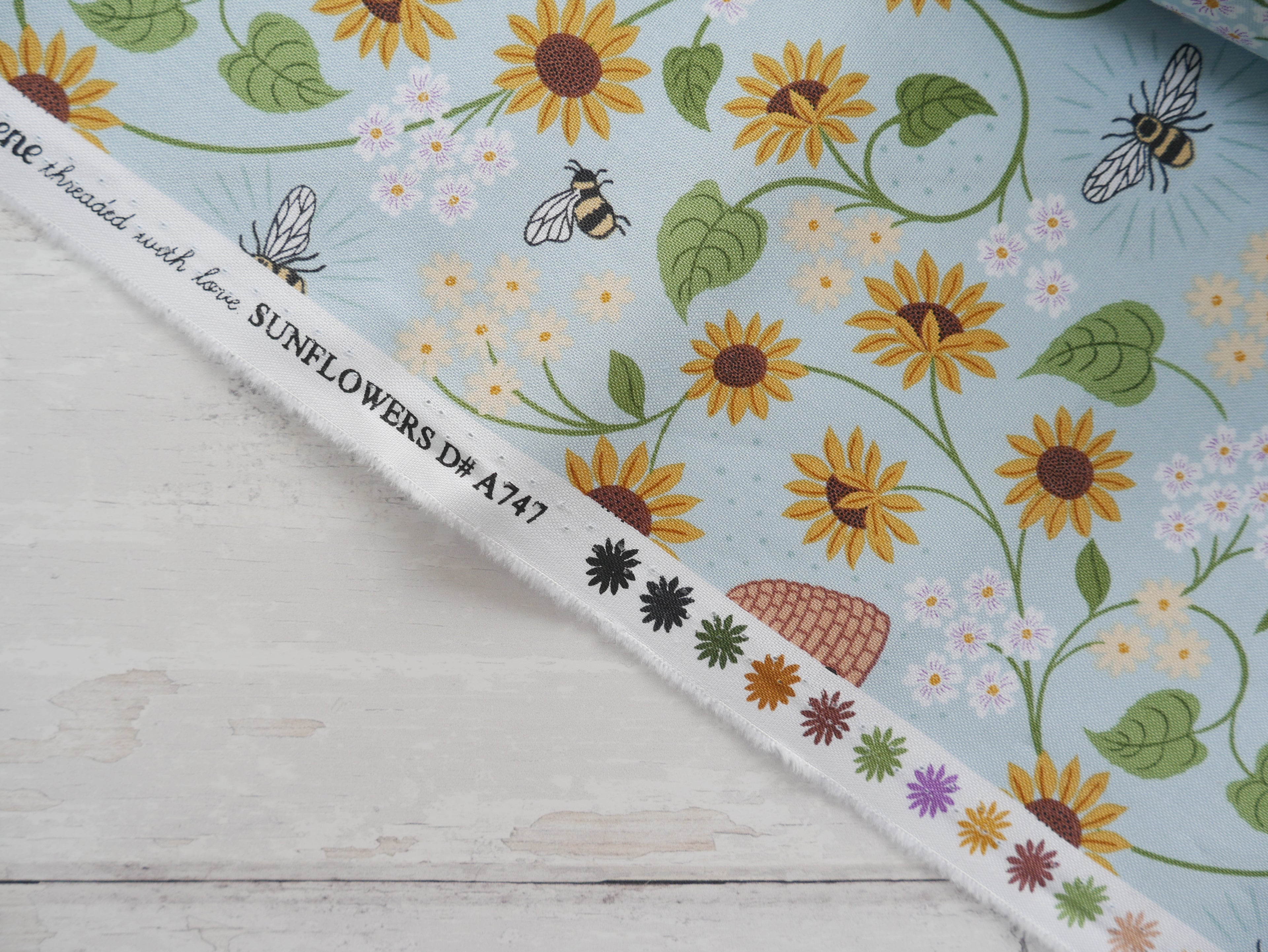 Bee Hive on Pale Blue by Lewis and Irene , £14.50 p/m-Cotton-Flying Bobbins Haberdashery