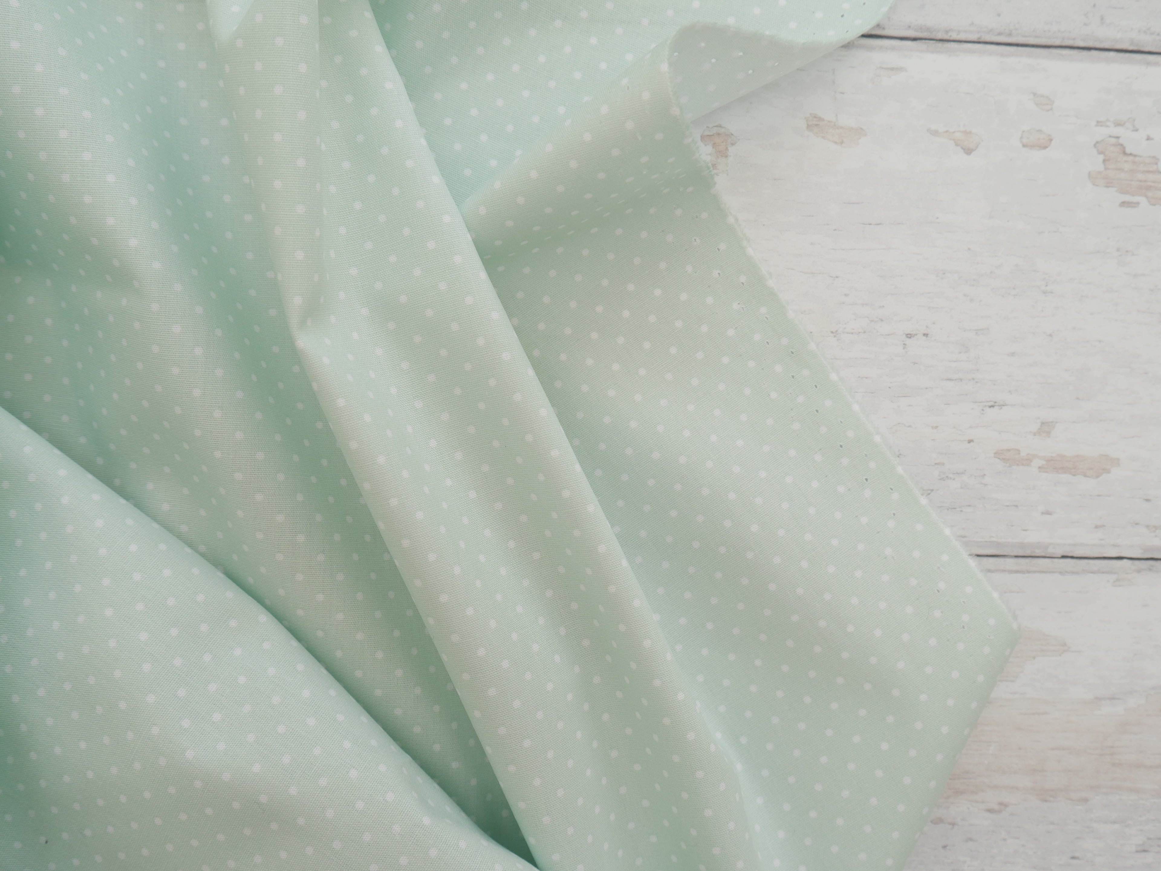 Pin-Spot Printed Cotton, Mint £8.50 p/m-Fabric-Flying Bobbins Haberdashery