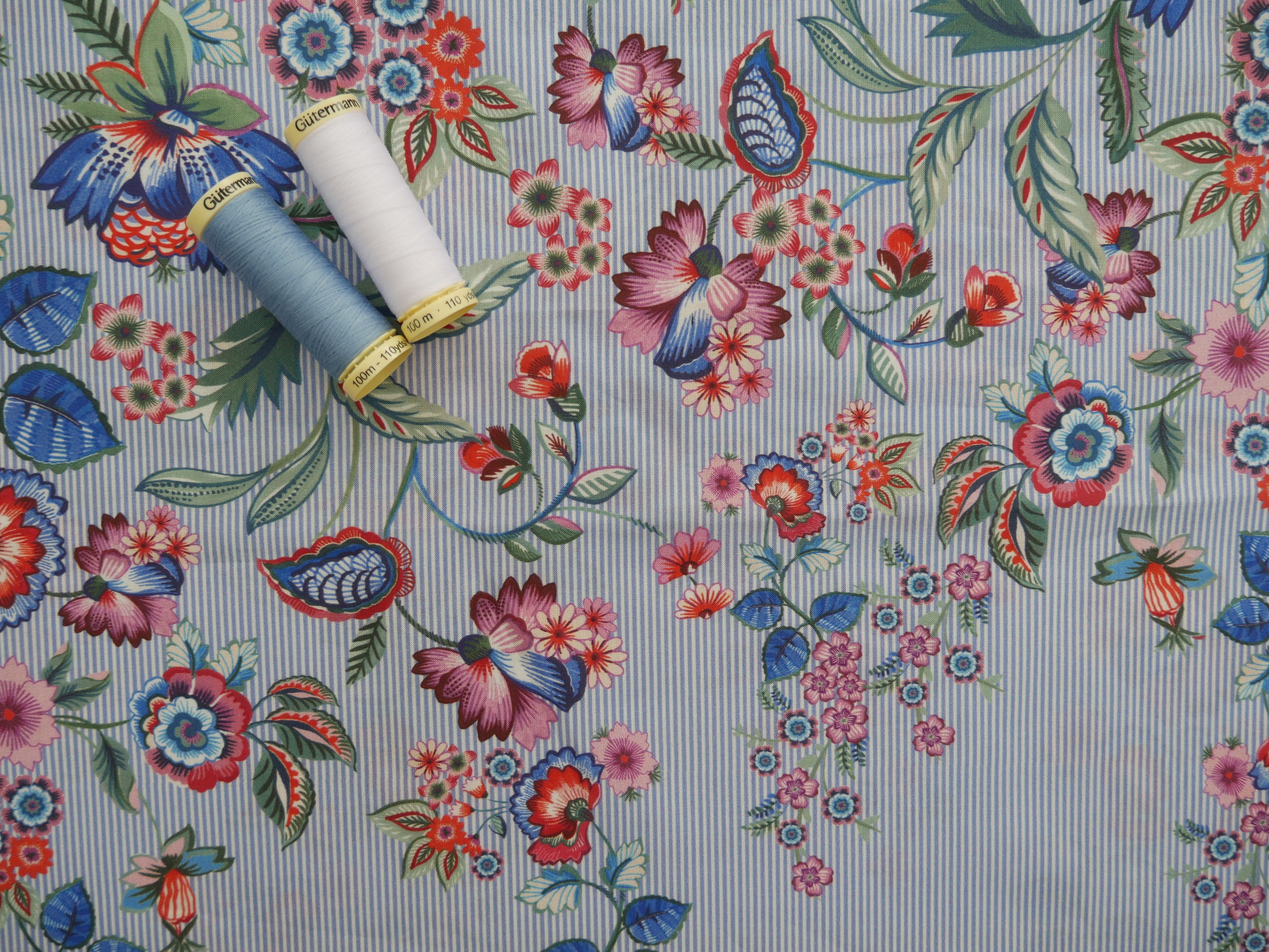 Floral Border Stripe Cotton, £15.80 pm-Viscose-Flying Bobbins Haberdashery