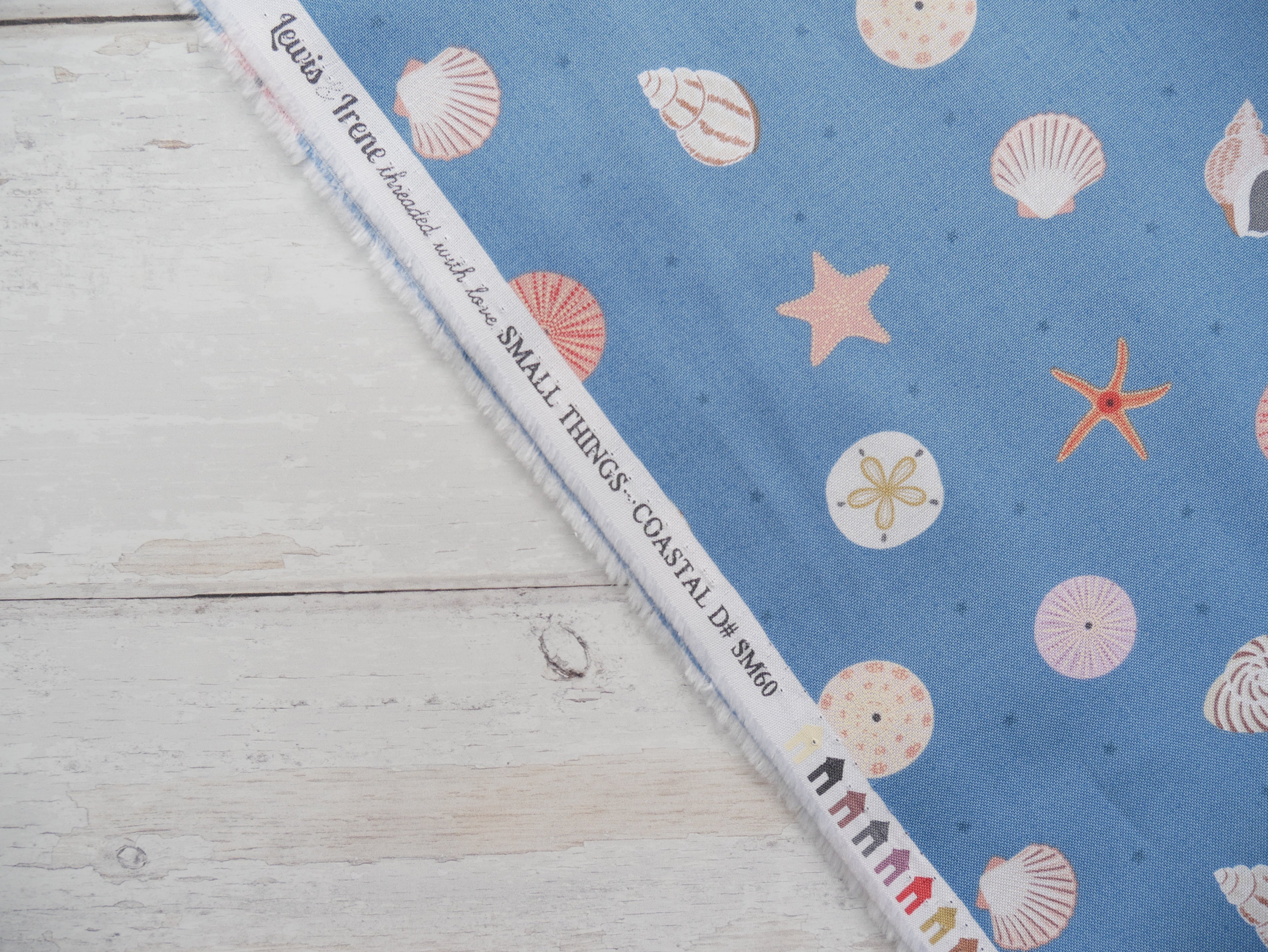 Sea Shells in Blue by Lewis & Irene, £12.90 pm-Cotton-Flying Bobbins Haberdashery
