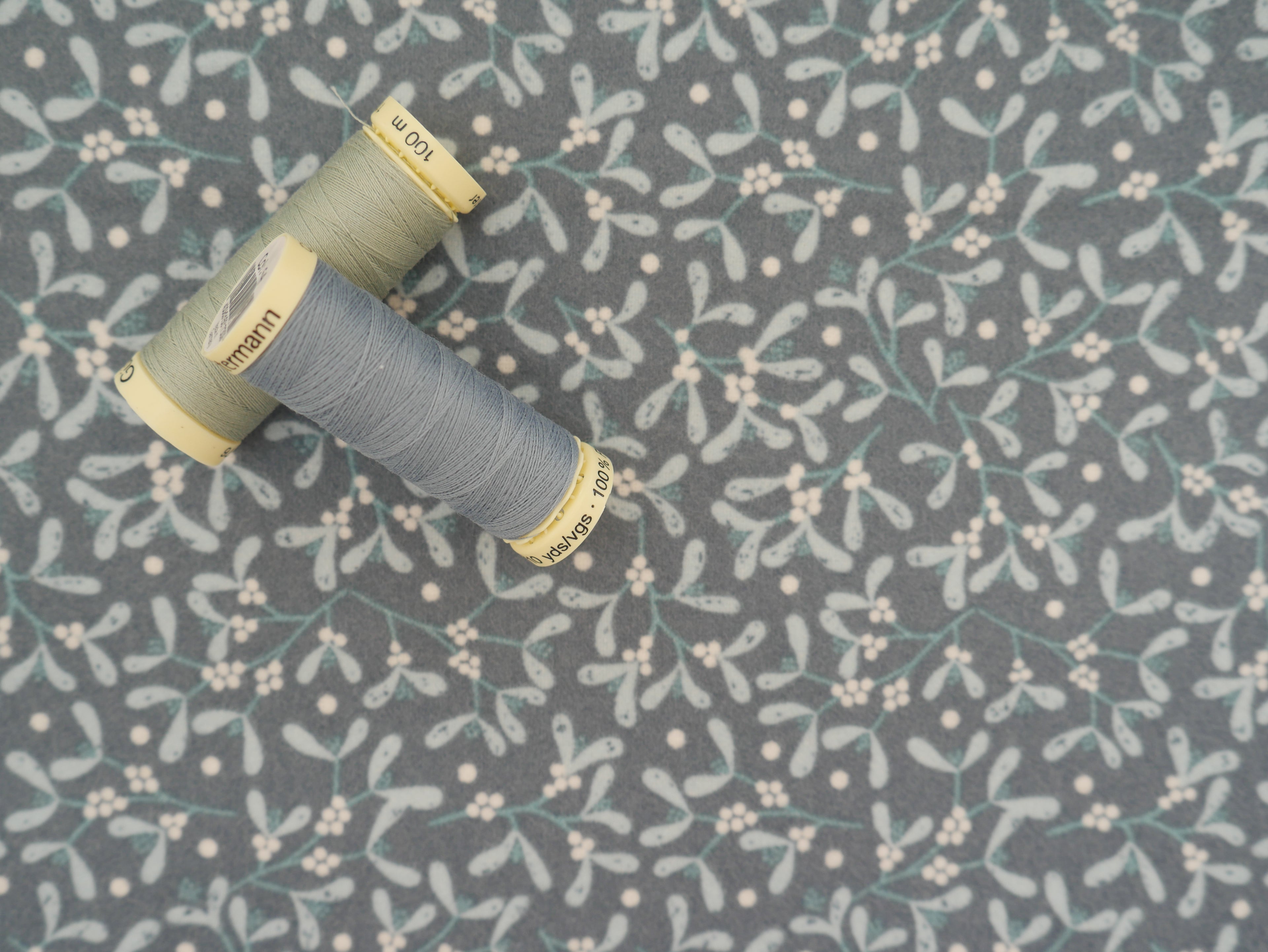 Lewis & Irene Mistletoe Flannel, Dark Grey Blue £15.80 p/m-Viscose-Flying Bobbins Haberdashery