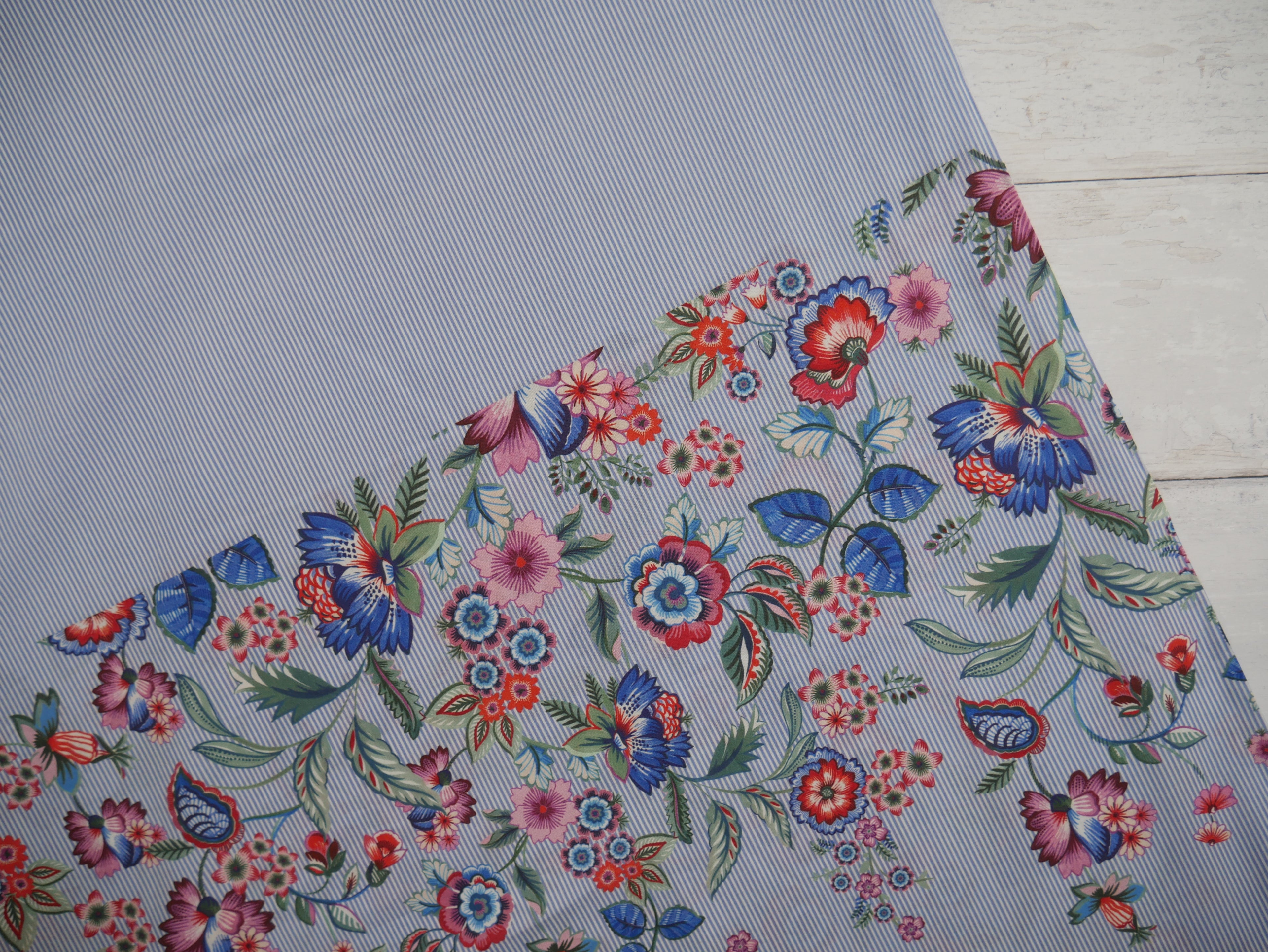 Floral Border Stripe Cotton, £15.80 pm-Viscose-Flying Bobbins Haberdashery