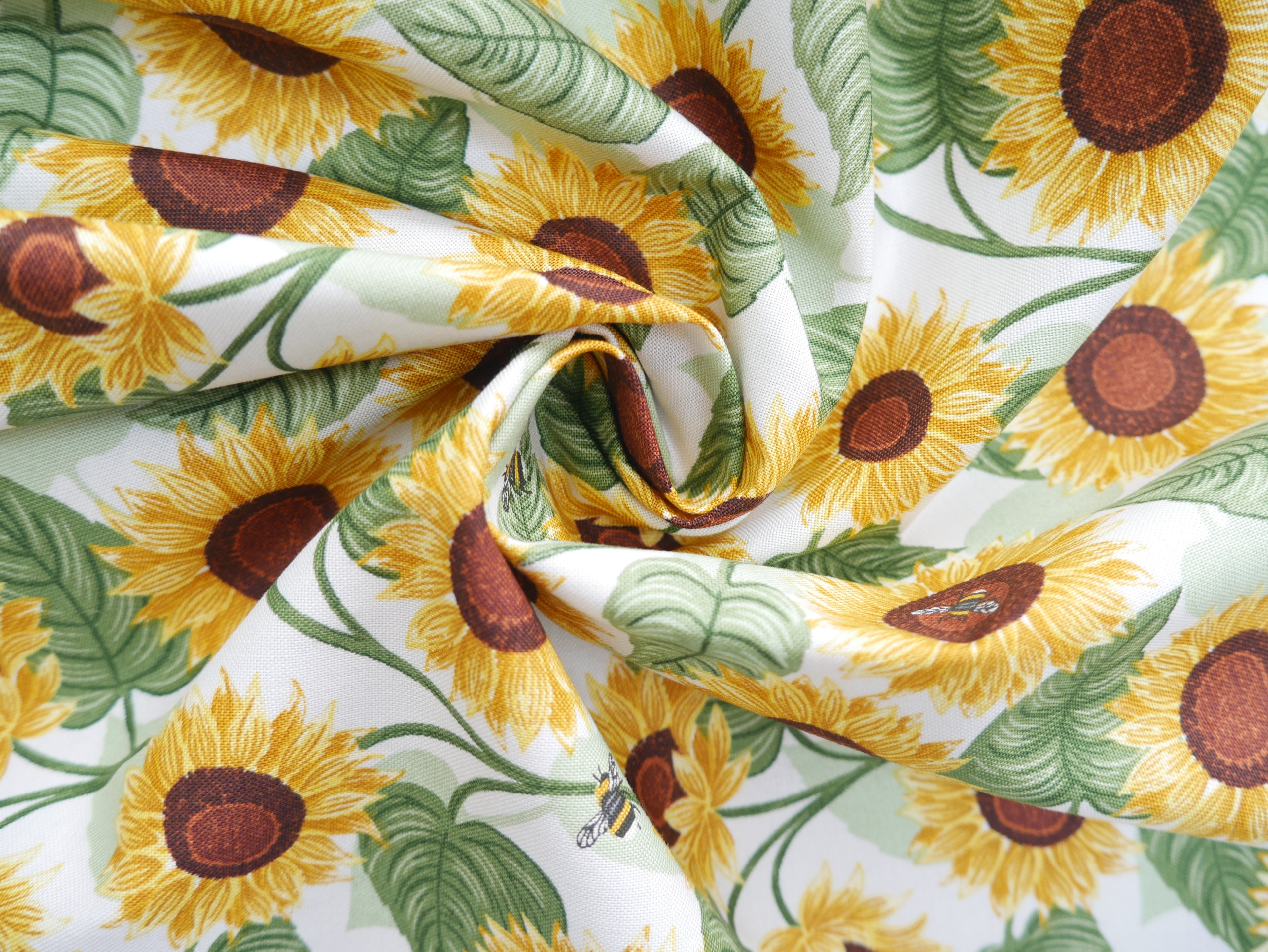 Large Sunflowers by Lewis and Irene in Cream, £14.50 p/m-Cotton-Flying Bobbins Haberdashery