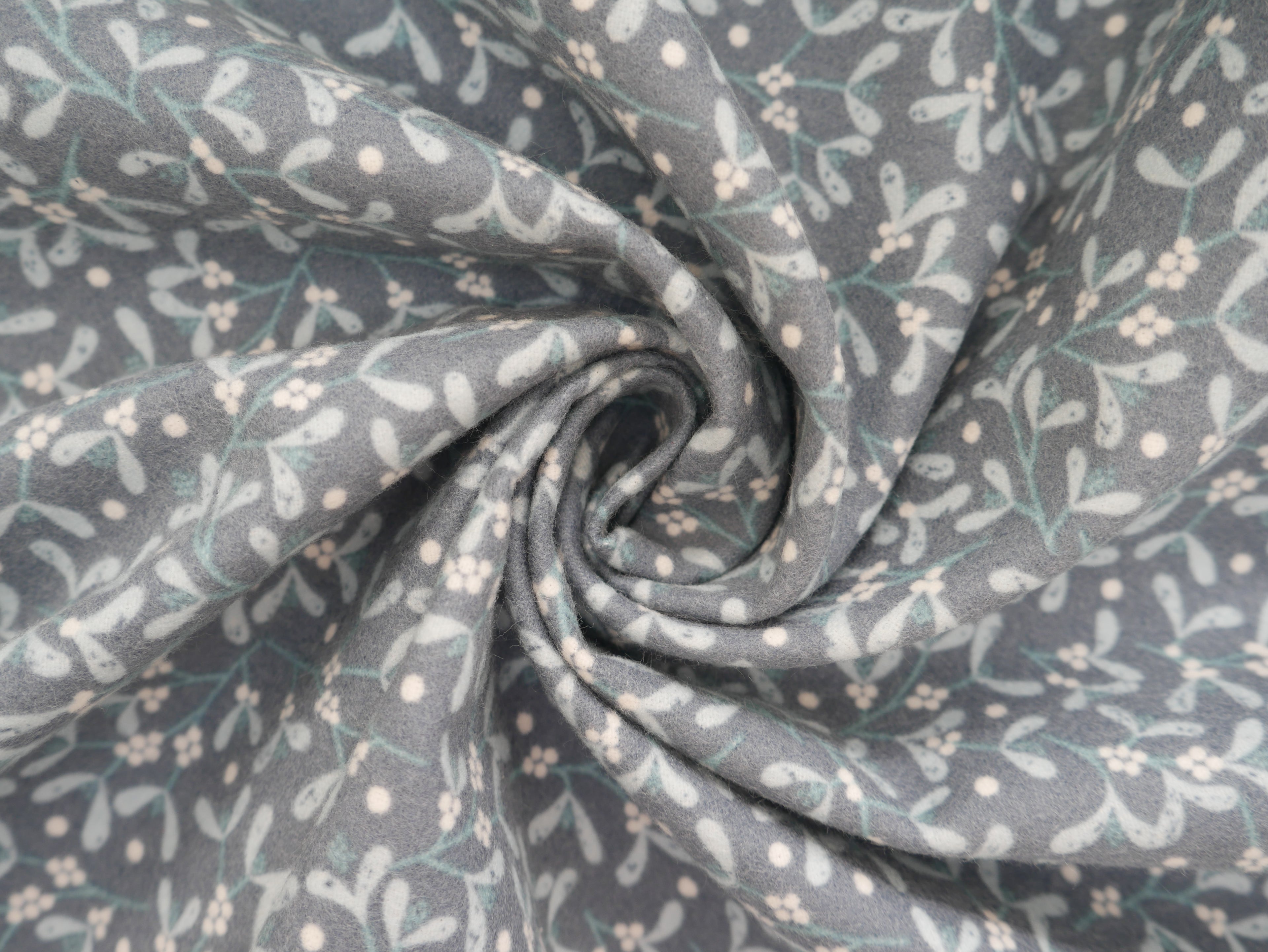 Lewis & Irene Mistletoe Flannel, Dark Grey Blue £15.80 p/m-Viscose-Flying Bobbins Haberdashery