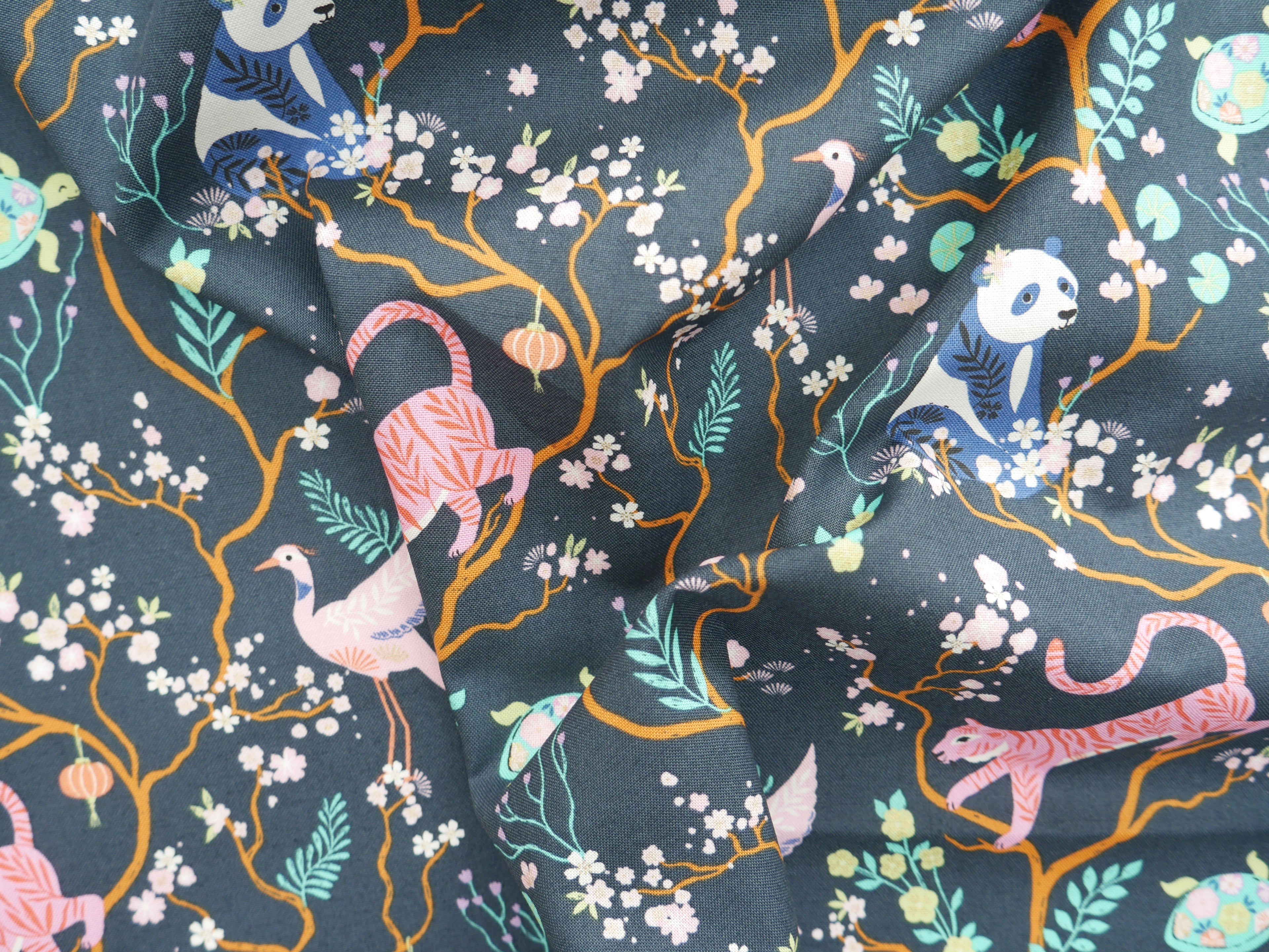 Blossom Days by Dashwood Studios, Tigers in Midnight, £14.20 pm-Cotton-Flying Bobbins Haberdashery