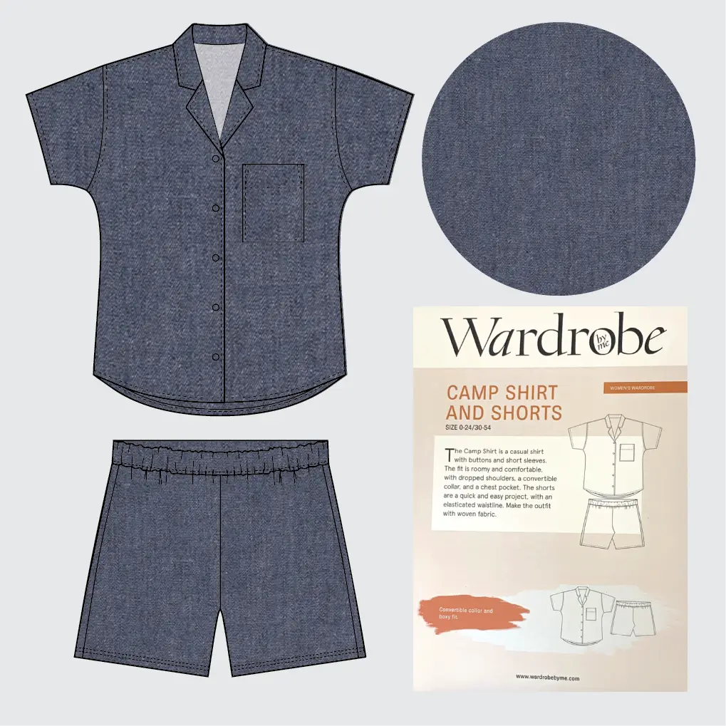 Camp Shirt Kit - Cotton Chambray in Indigo-Sewing Kit-Flying Bobbins Haberdashery