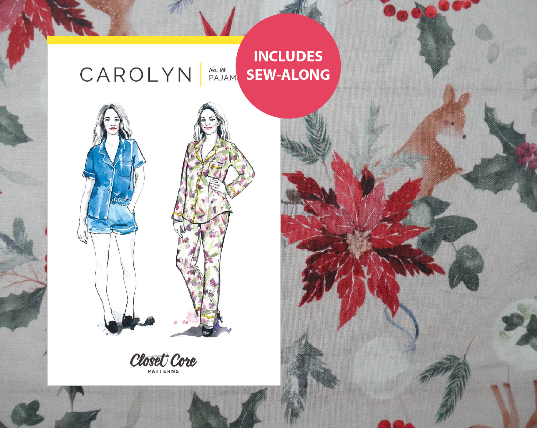 Carolyn Pyjamas Kit - Winter Wishes-Sewing Kit-Flying Bobbins Haberdashery