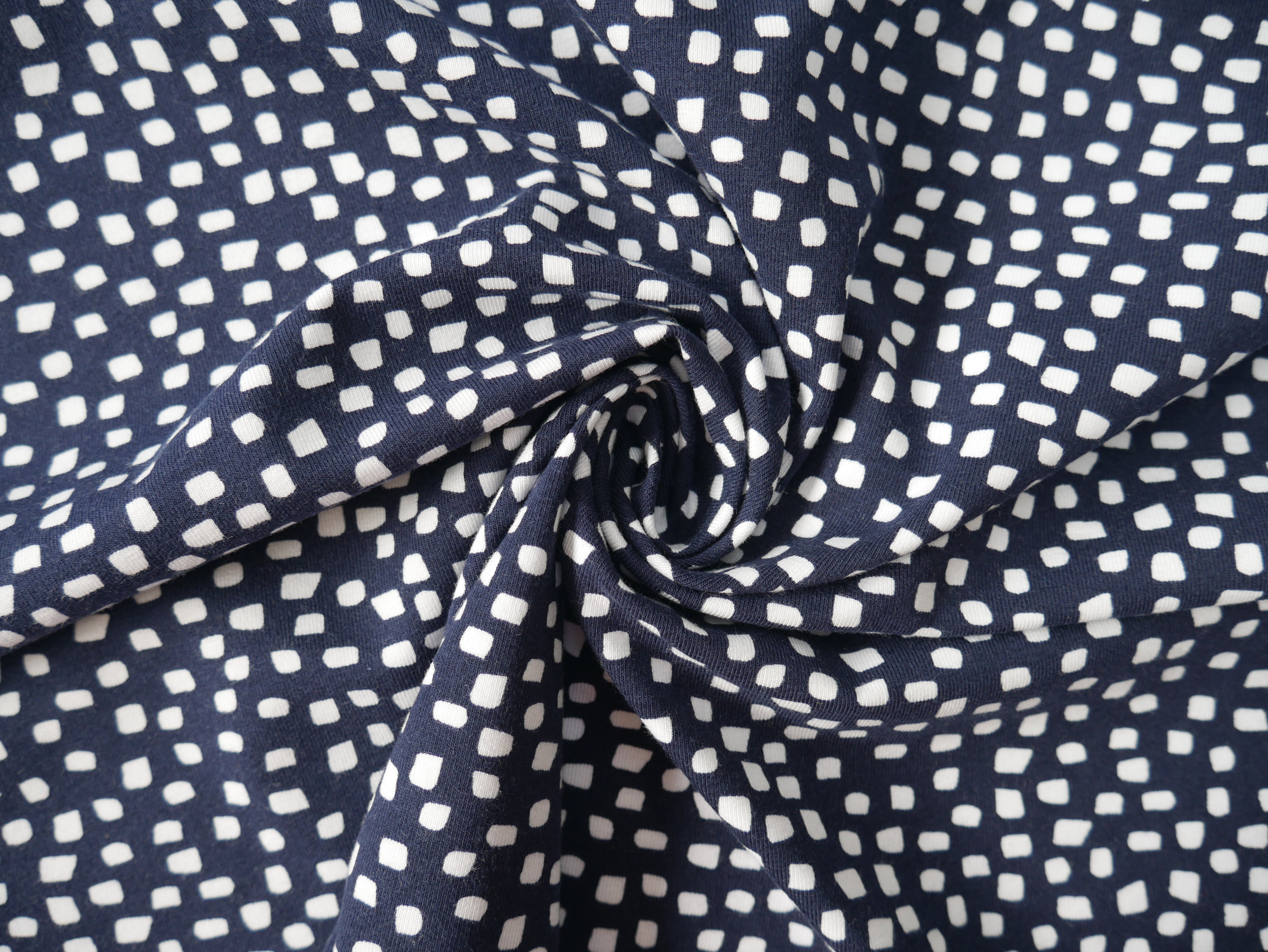 Showering Arcade Cotton Jersey in Navy, £17.50 p/m-Cotton jersey-Flying Bobbins Haberdashery