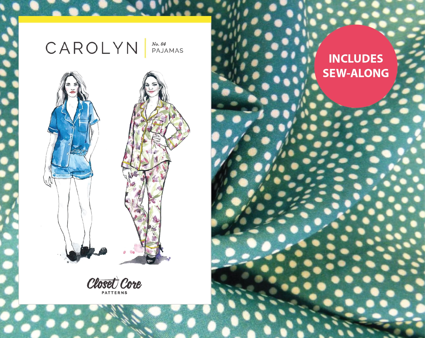 Carolyn Pyjamas Kit - Lady McElroy Cotton Lawn in Fern Dots-Sewing Kit-Flying Bobbins Haberdashery