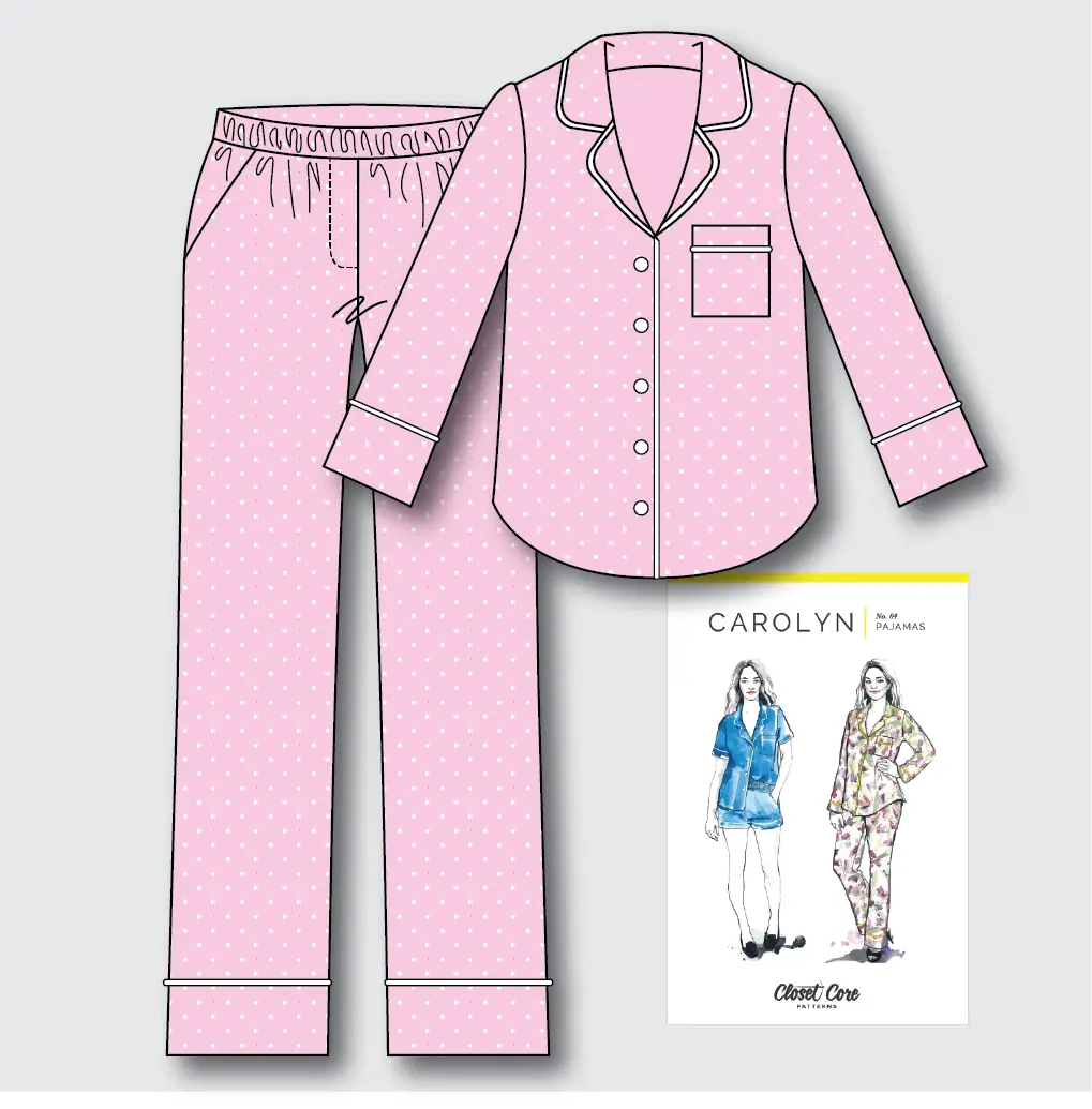 Carolyn Pyjamas Kit - Pink Spot Cotton