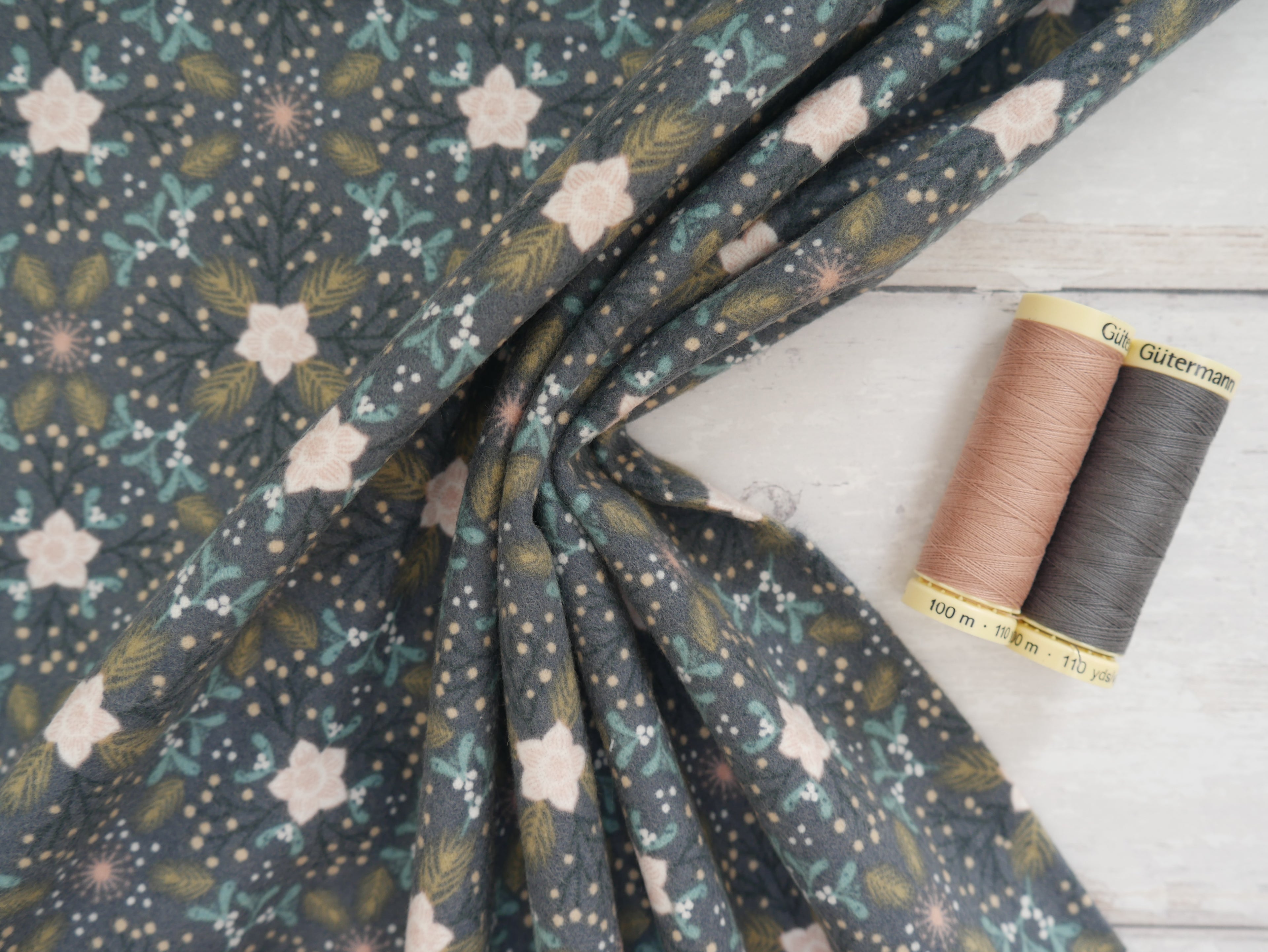 Lewis & Irene Winter In Bluebell Wood Flannel, Dark £15.80 p/m-Viscose-Flying Bobbins Haberdashery