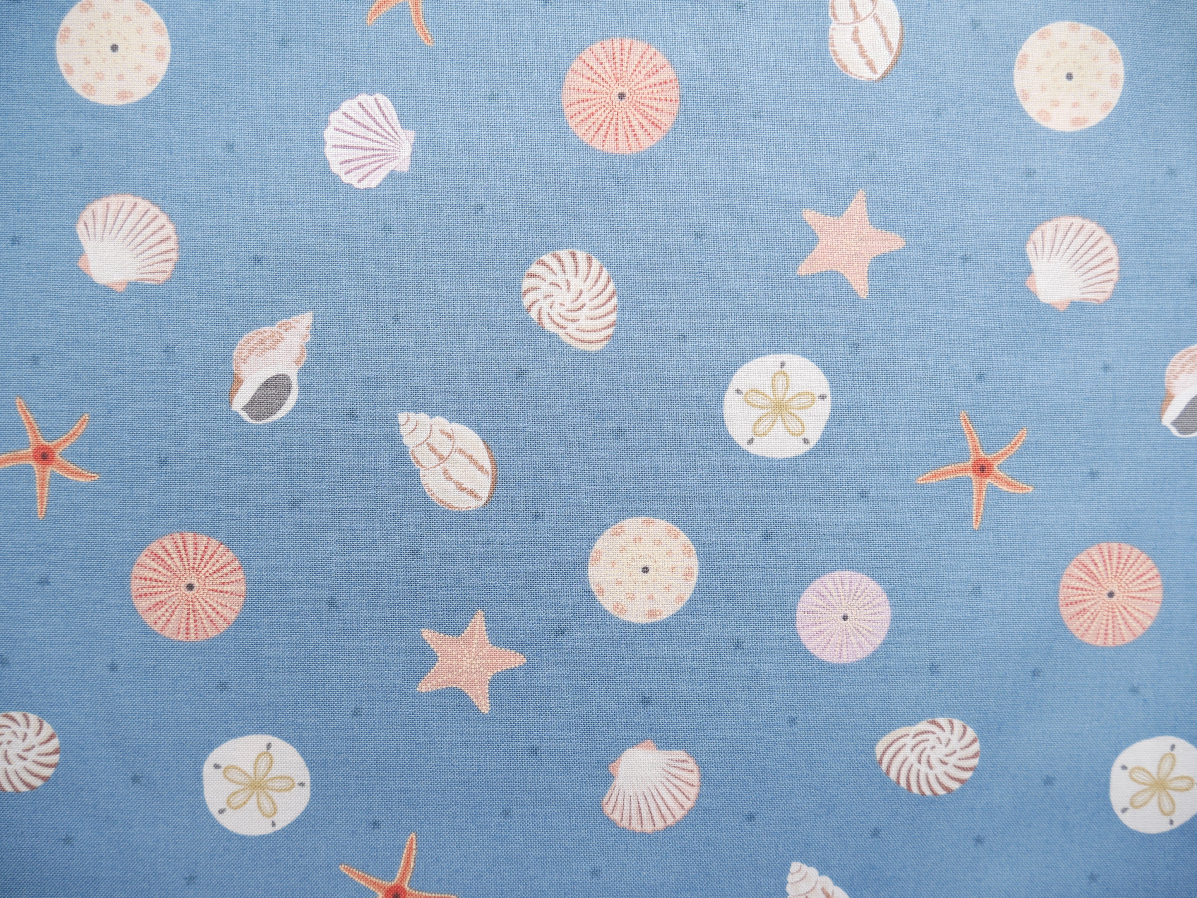 Sea Shells in Blue by Lewis & Irene, £12.90 pm-Cotton-Flying Bobbins Haberdashery