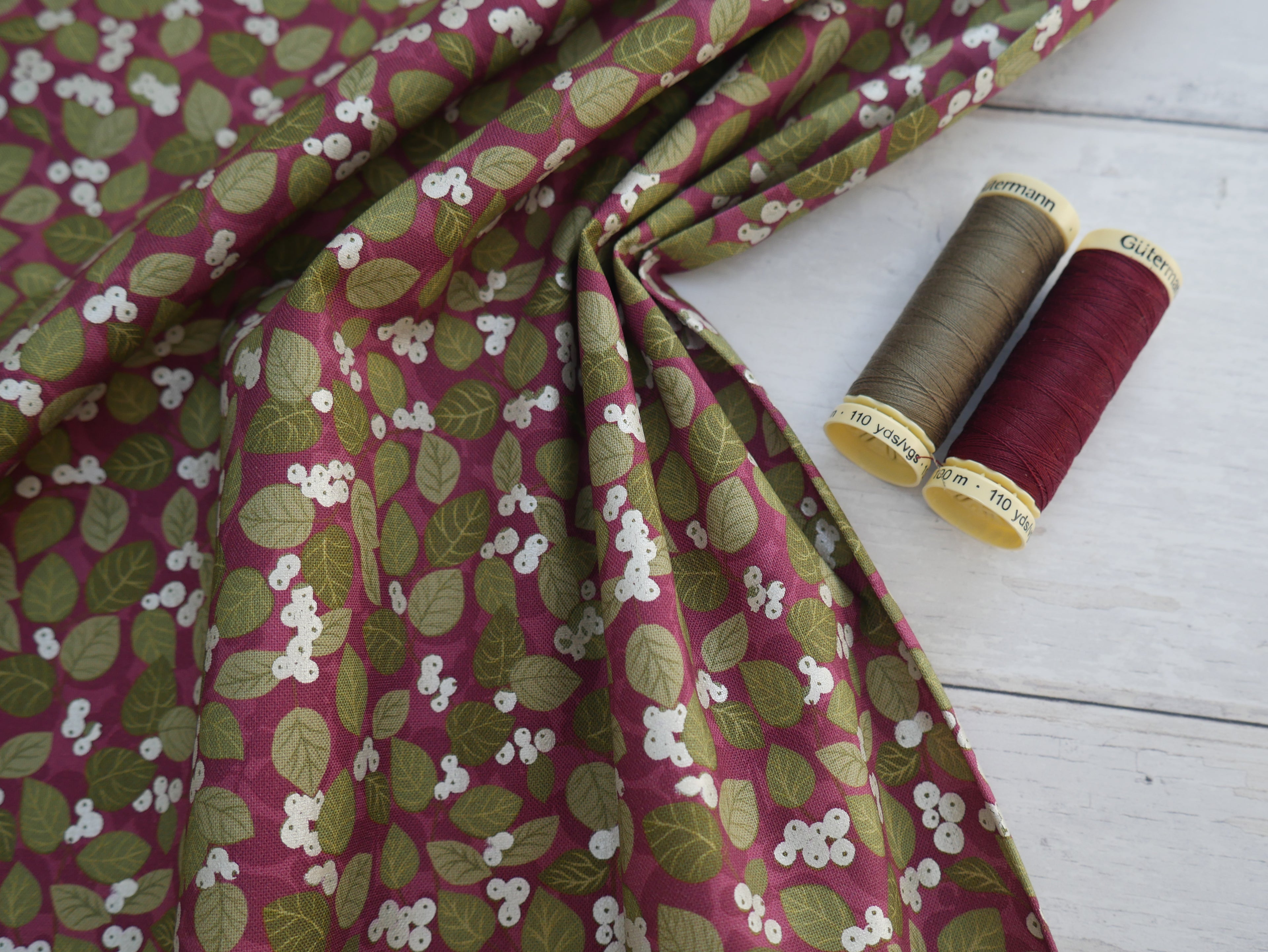 Lewis & Irene Snowberry in Dark Red with Pearl £14.80 p/m-Viscose-Flying Bobbins Haberdashery