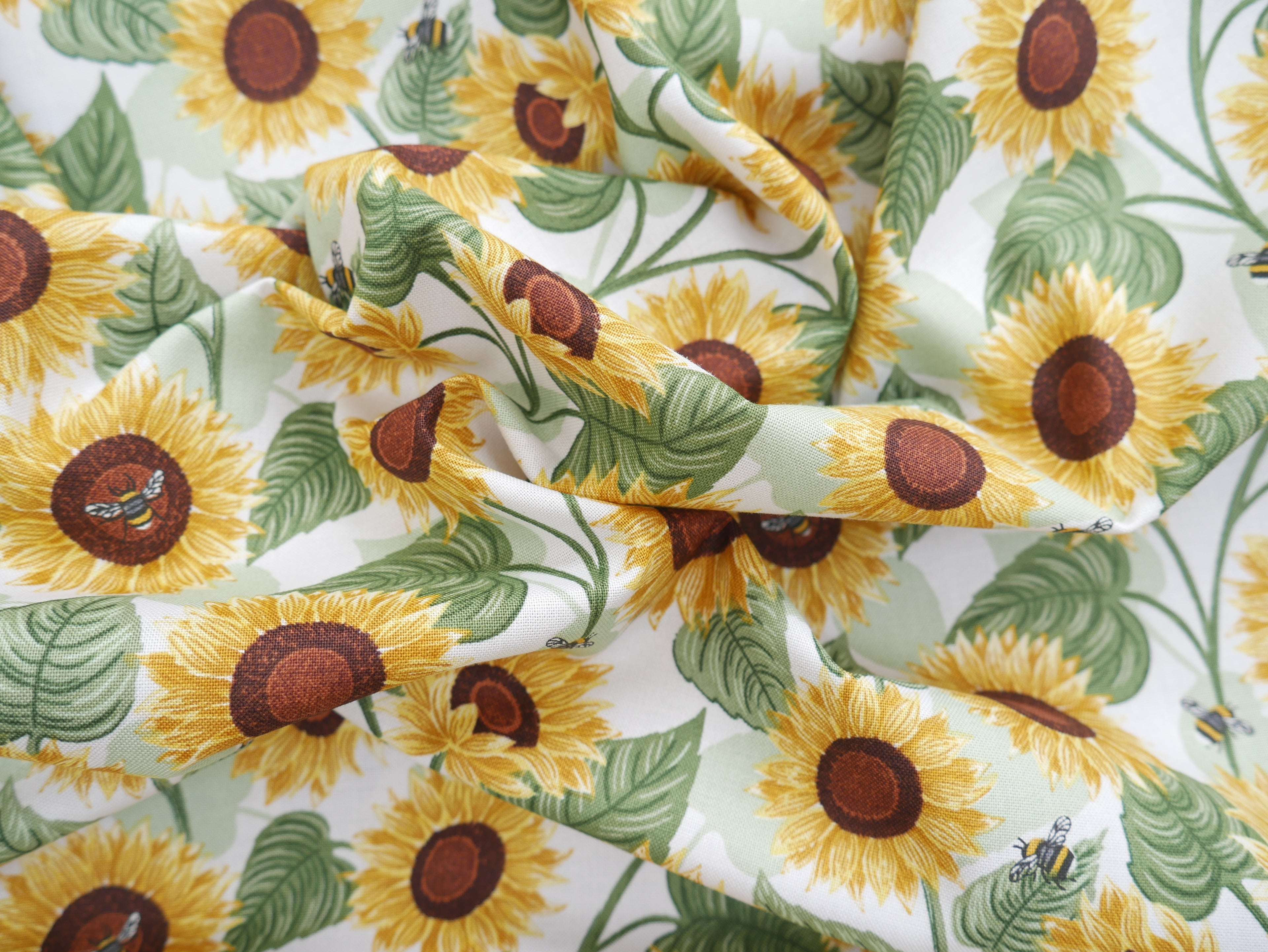Large Sunflowers by Lewis and Irene in Cream, £14.50 p/m-Cotton-Flying Bobbins Haberdashery