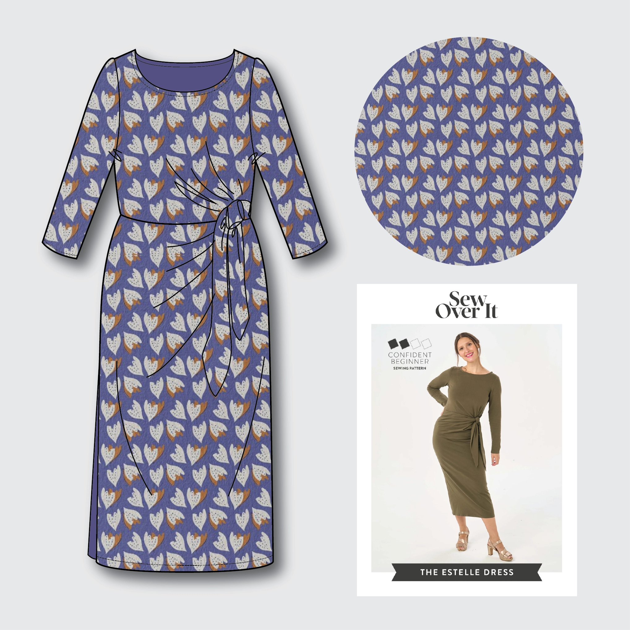 Estelle Dress Kit - Lavender Blue Blossom-Sewing Kit-Flying Bobbins Haberdashery