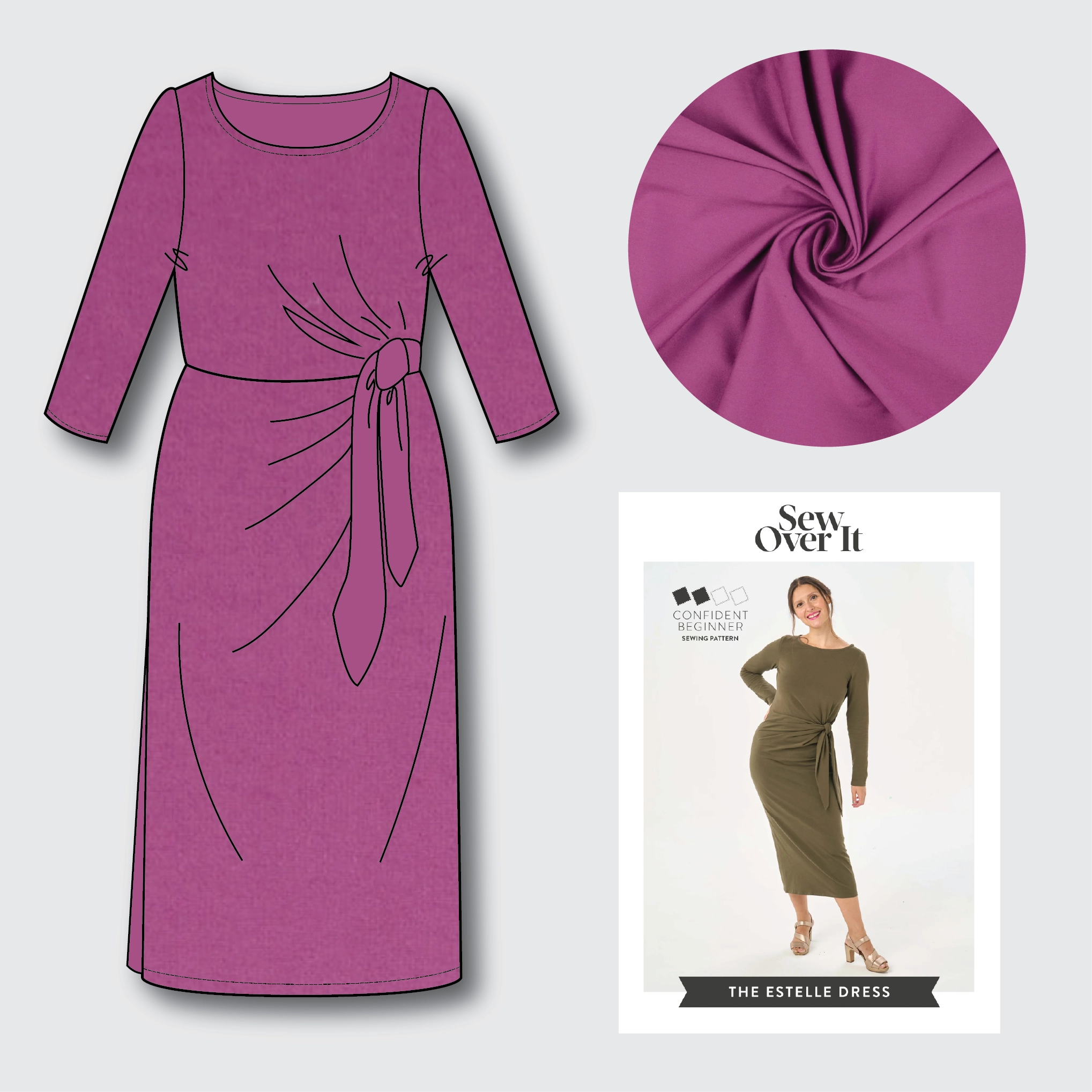 Estelle Dress Kit - Raspberry-Sewing Kit-Flying Bobbins Haberdashery