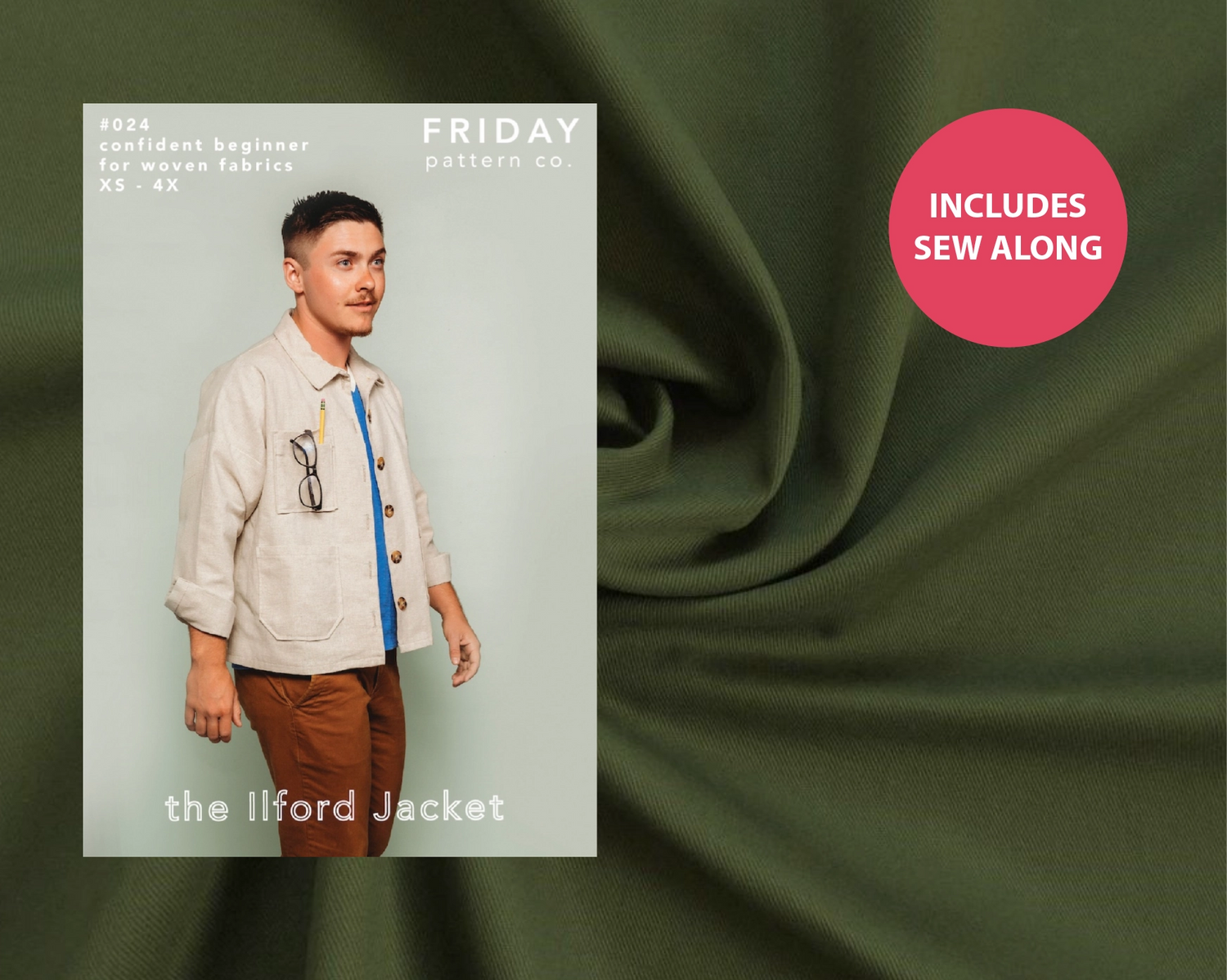 Ilford Unisex Jacket Kit - Cambridge Twill in Hunter Green-Sewing Kit-Flying Bobbins Haberdashery