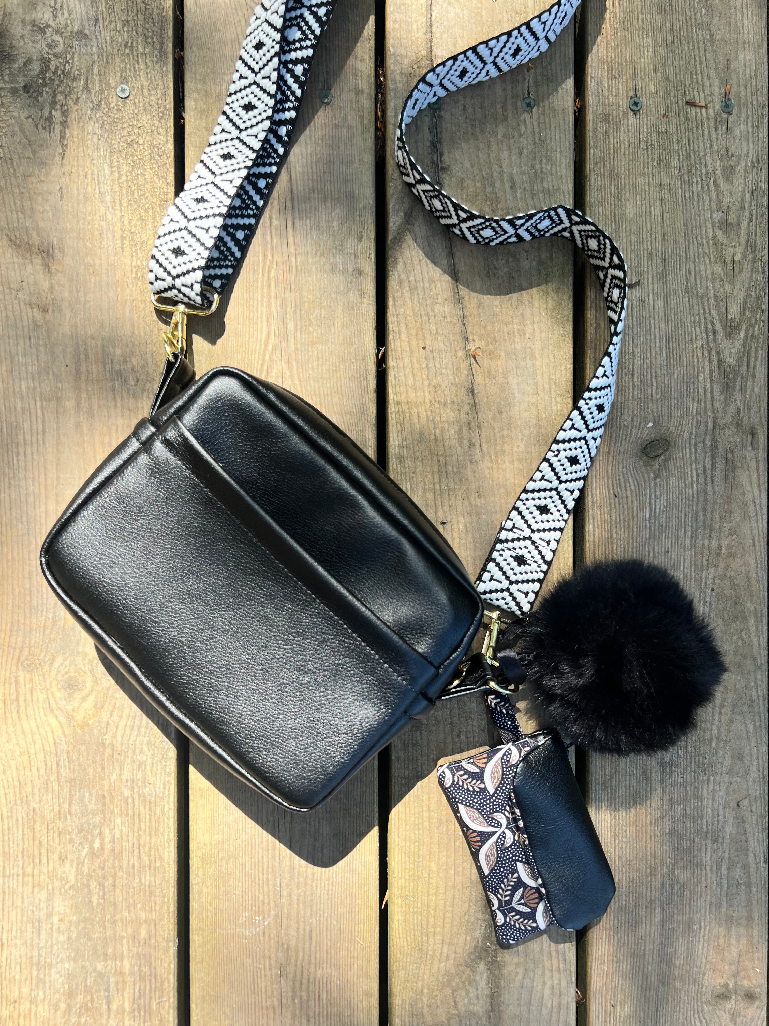 Amber Cross-Body Bag Making Kit - Leatherette in Black-Sewing Kit-Flying Bobbins Haberdashery