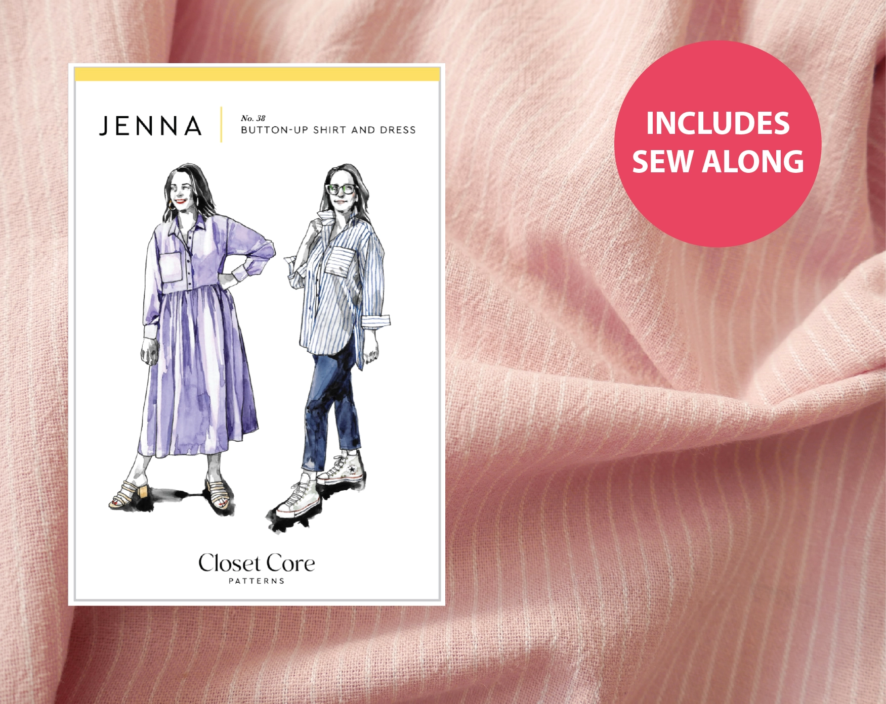 Jenna Shirt Kit - Tisfin Stripe in Blush-Sewing Kit-Flying Bobbins Haberdashery