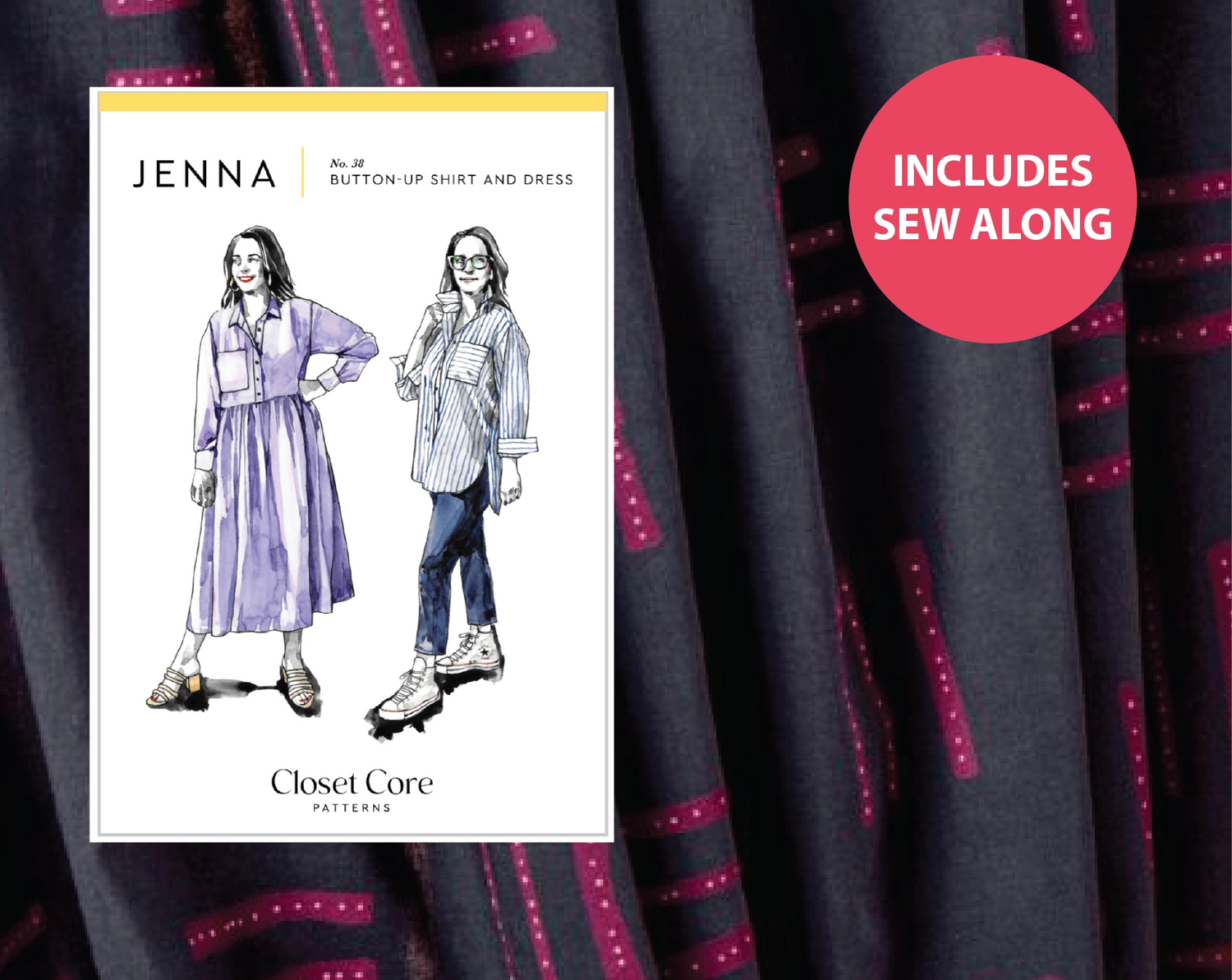 Jenna Shirt Kit - Atelier Brunette Native Print Cotton in Night-Sewing Kit-Flying Bobbins Haberdashery