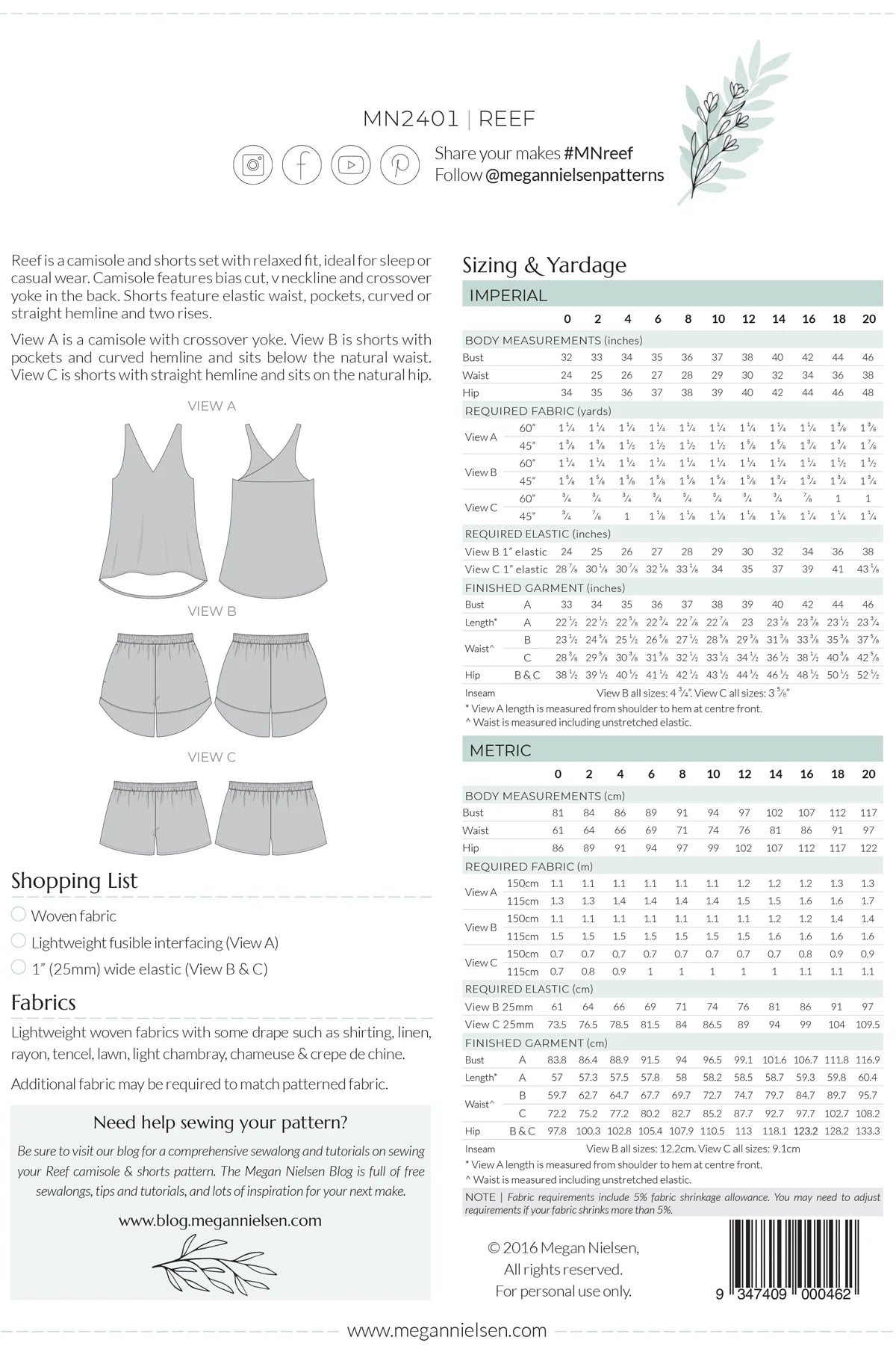 Megan Nielsen, Reef Pyjamas-Pattern-Flying Bobbins Haberdashery