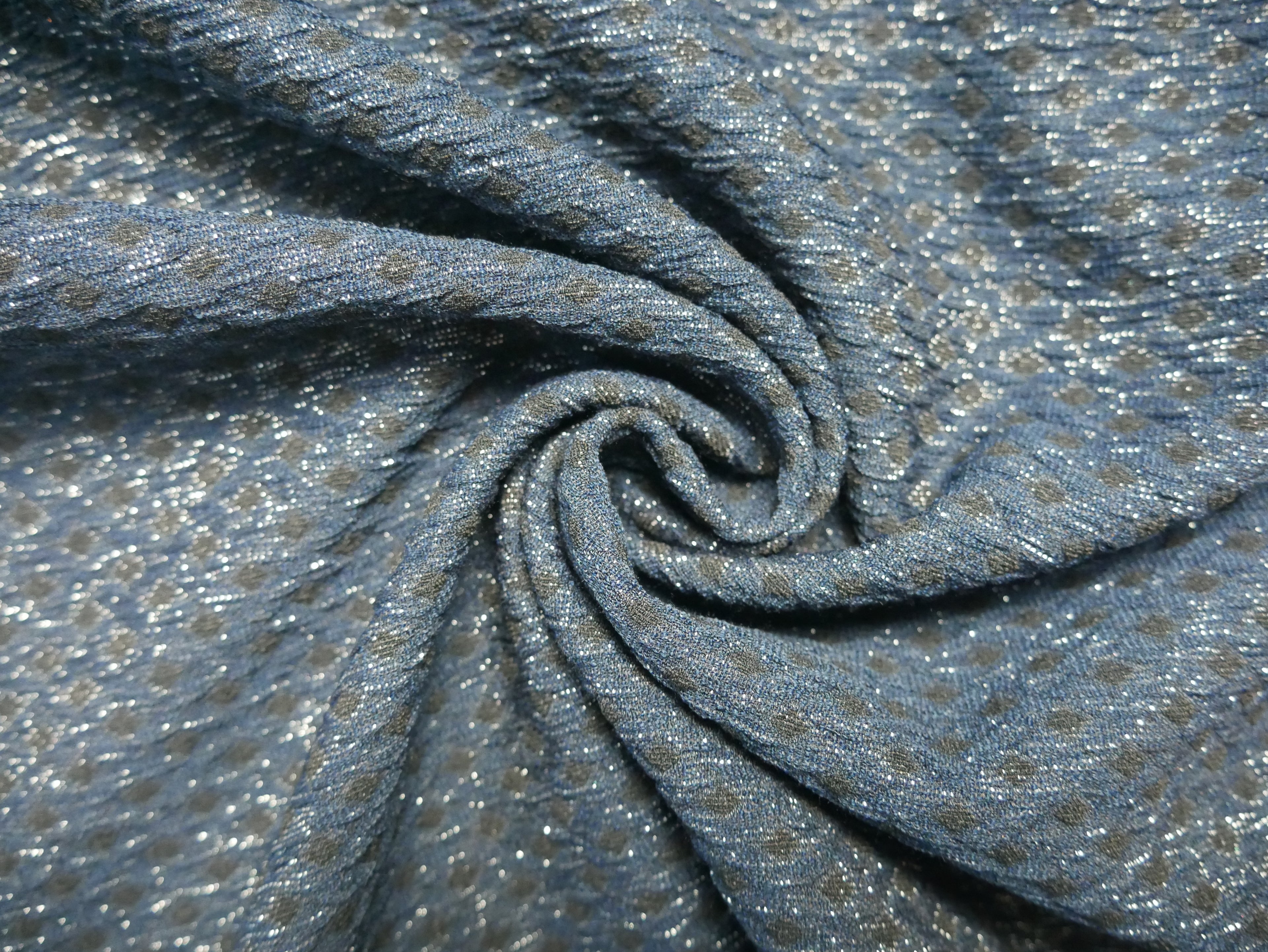 Lady McElroy Leonardo Lurex Knit in Blue, £16.50 p/m-Jacquard Knit-Flying Bobbins Haberdashery