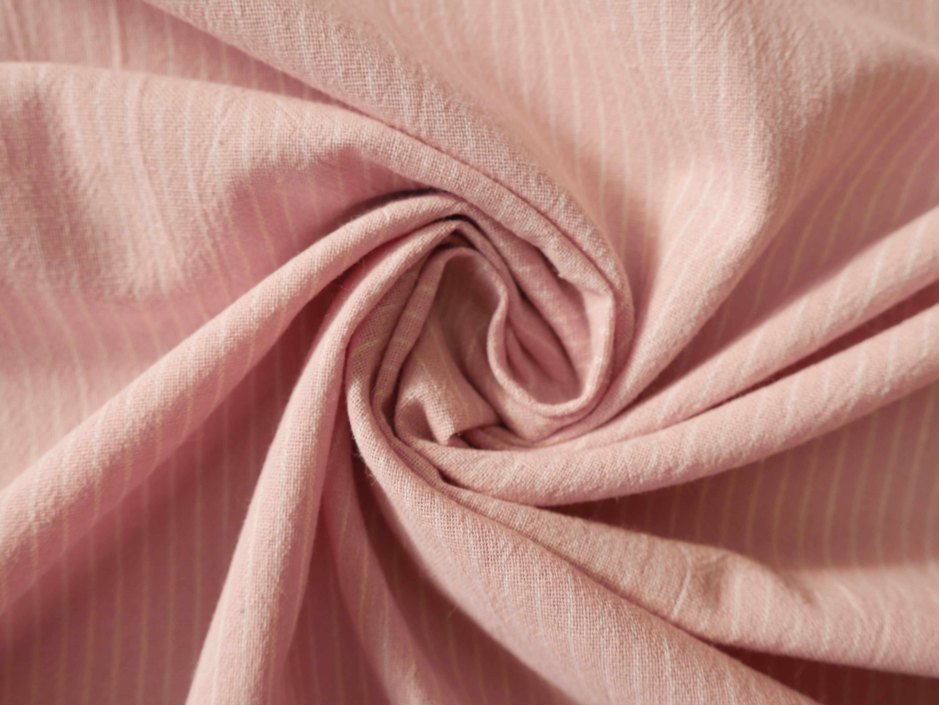 Tisfin Laundered Cotton Stripe in Pink, £15.50 p/m-Cotton Fabric-Flying Bobbins Haberdashery