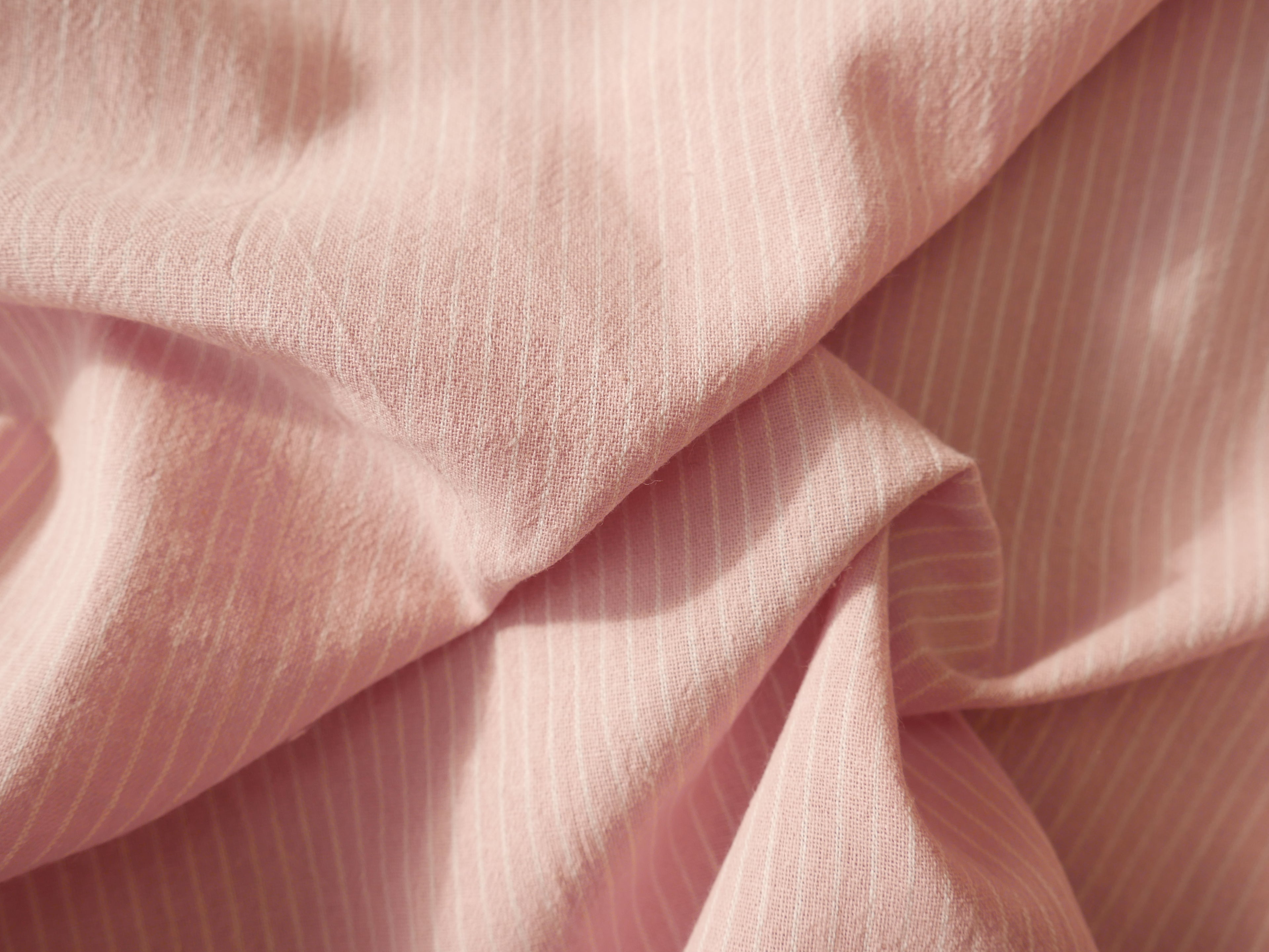 Tisfin Laundered Cotton Stripe in Pink, £15.50 p/m-Cotton Fabric-Flying Bobbins Haberdashery