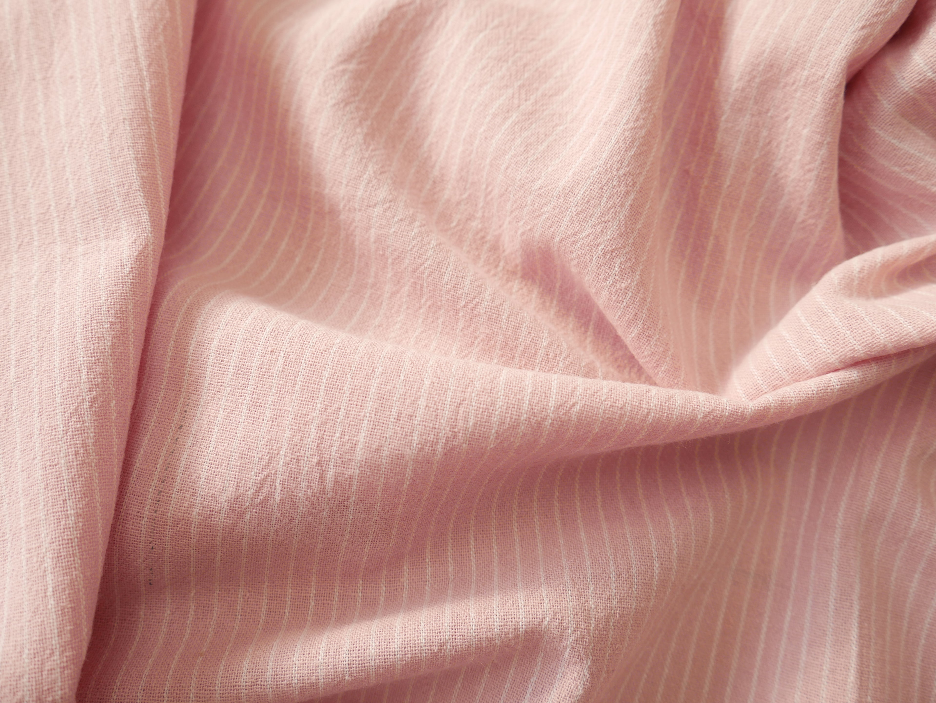Tisfin Laundered Cotton Stripe in Pink, £15.50 p/m-Cotton Fabric-Flying Bobbins Haberdashery