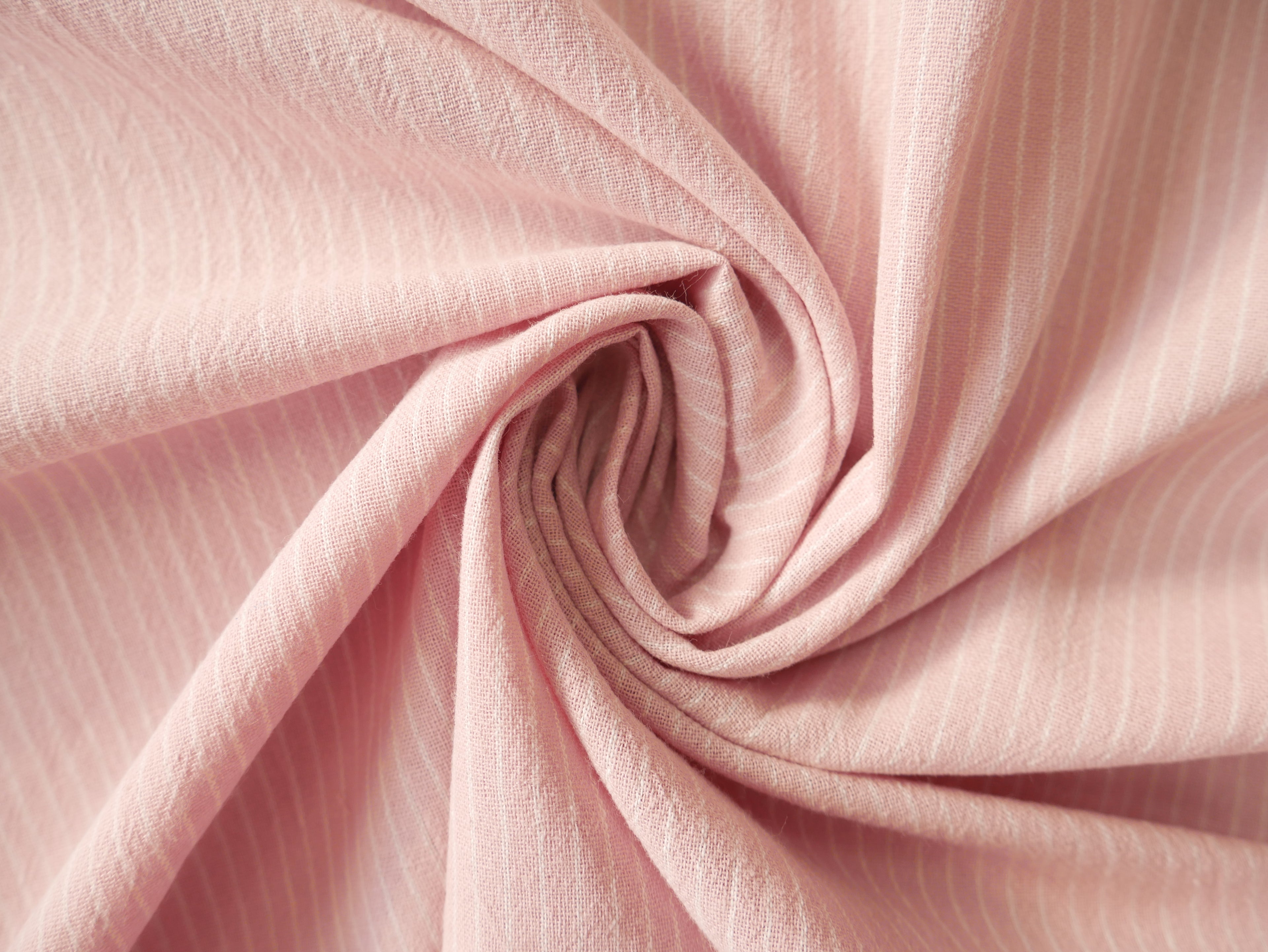 Tisfin Laundered Cotton Stripe in Pink, £15.50 p/m-Cotton Fabric-Flying Bobbins Haberdashery
