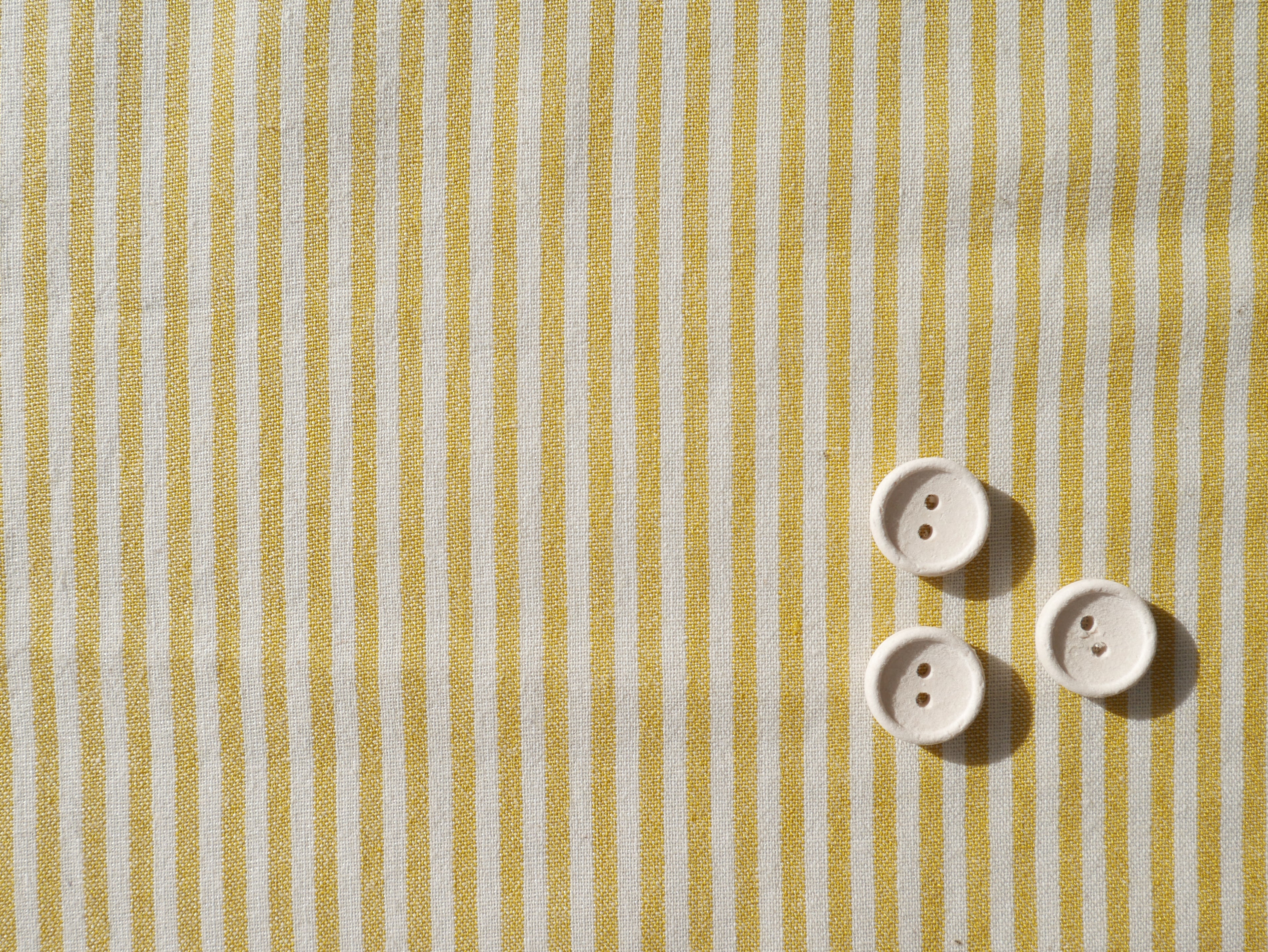 Raytis Laundered Cotton Stripe in Yellow, £15.50 p/m-Cotton Fabric-Flying Bobbins Haberdashery