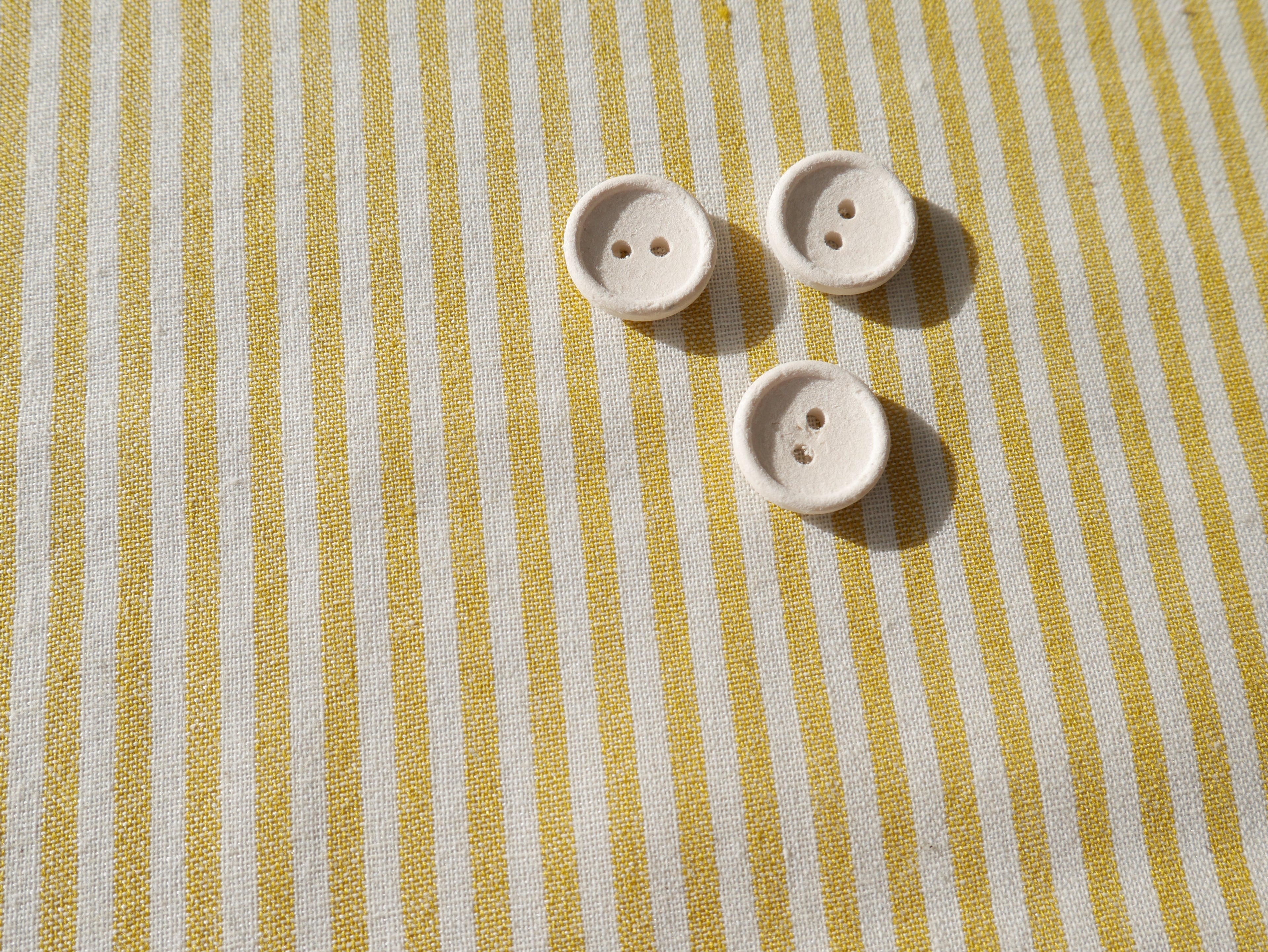 Raytis Laundered Cotton Stripe in Yellow, £15.50 p/m-Cotton Fabric-Flying Bobbins Haberdashery