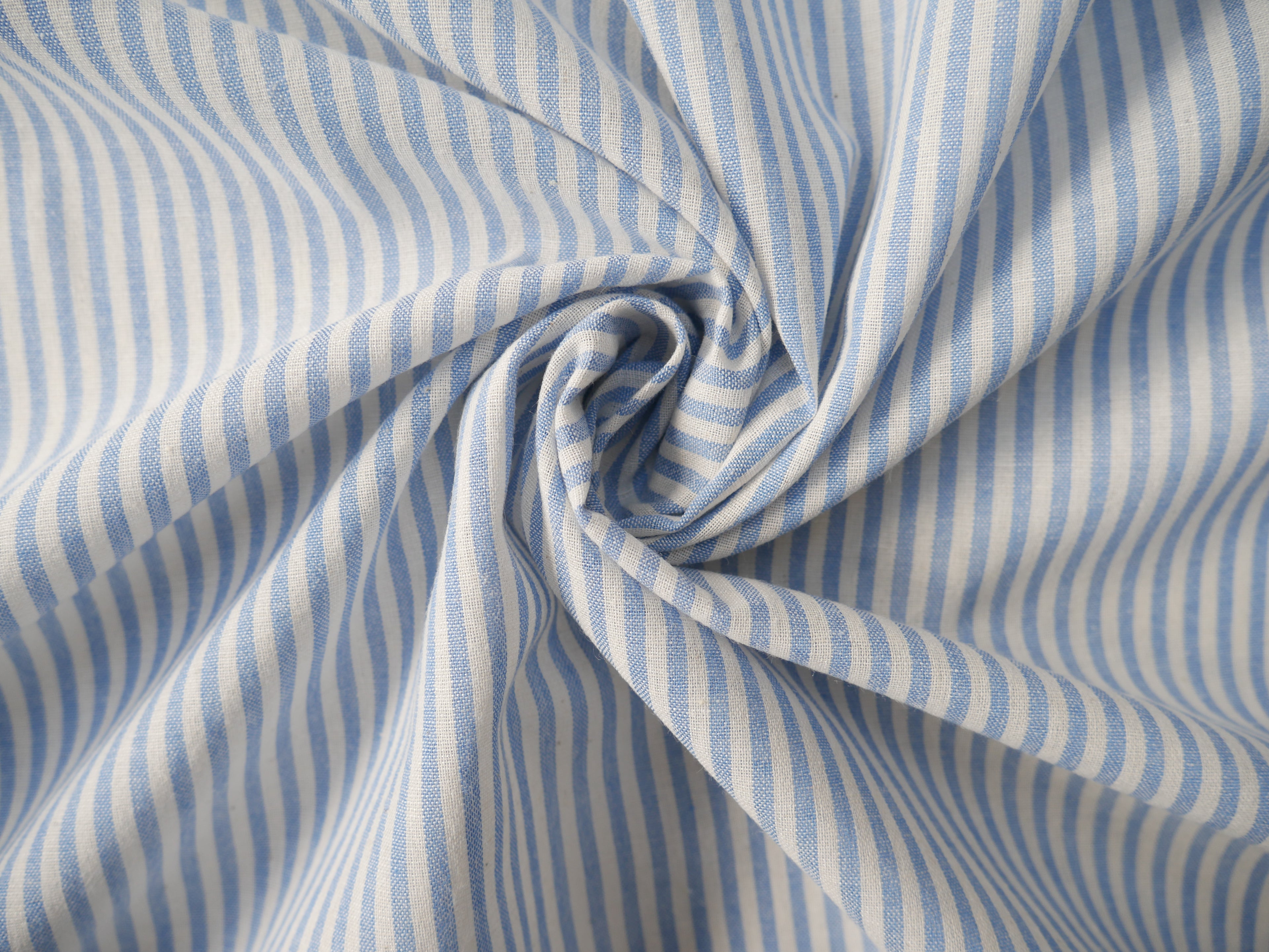 Raytis Laundered Cotton Stripe in Blue, £15.50 p/m-Cotton Fabric-Flying Bobbins Haberdashery