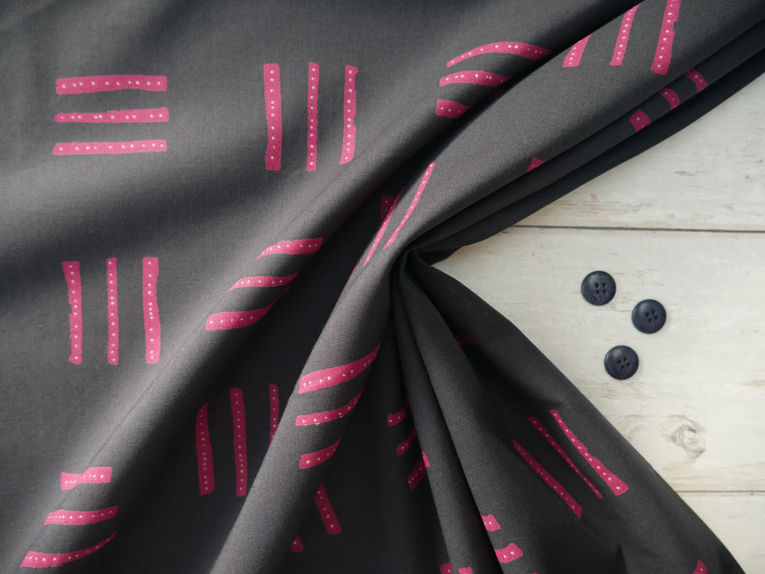 Atelier Brunette Native Print Cotton in Night, £17.00 p/m-Cotton Fabric-Flying Bobbins Haberdashery