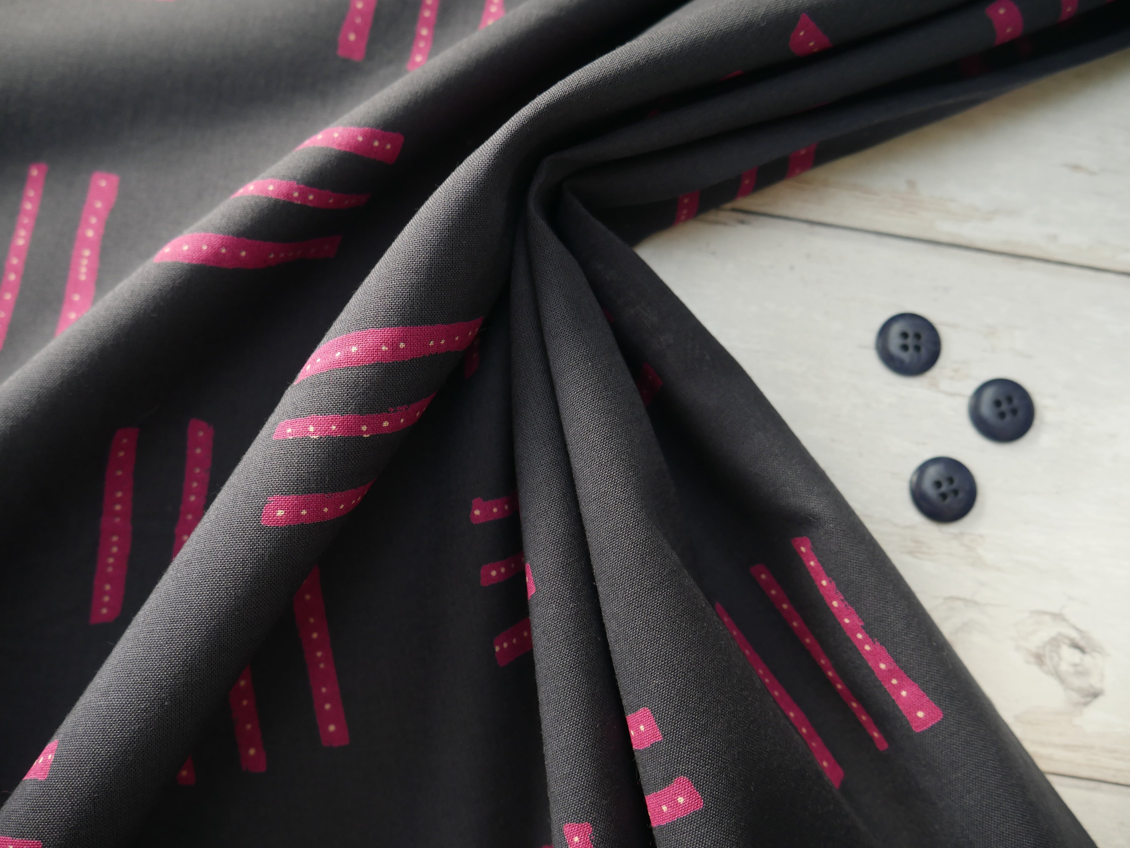 Atelier Brunette Native Print Cotton in Night, £17.00 p/m-Cotton Fabric-Flying Bobbins Haberdashery