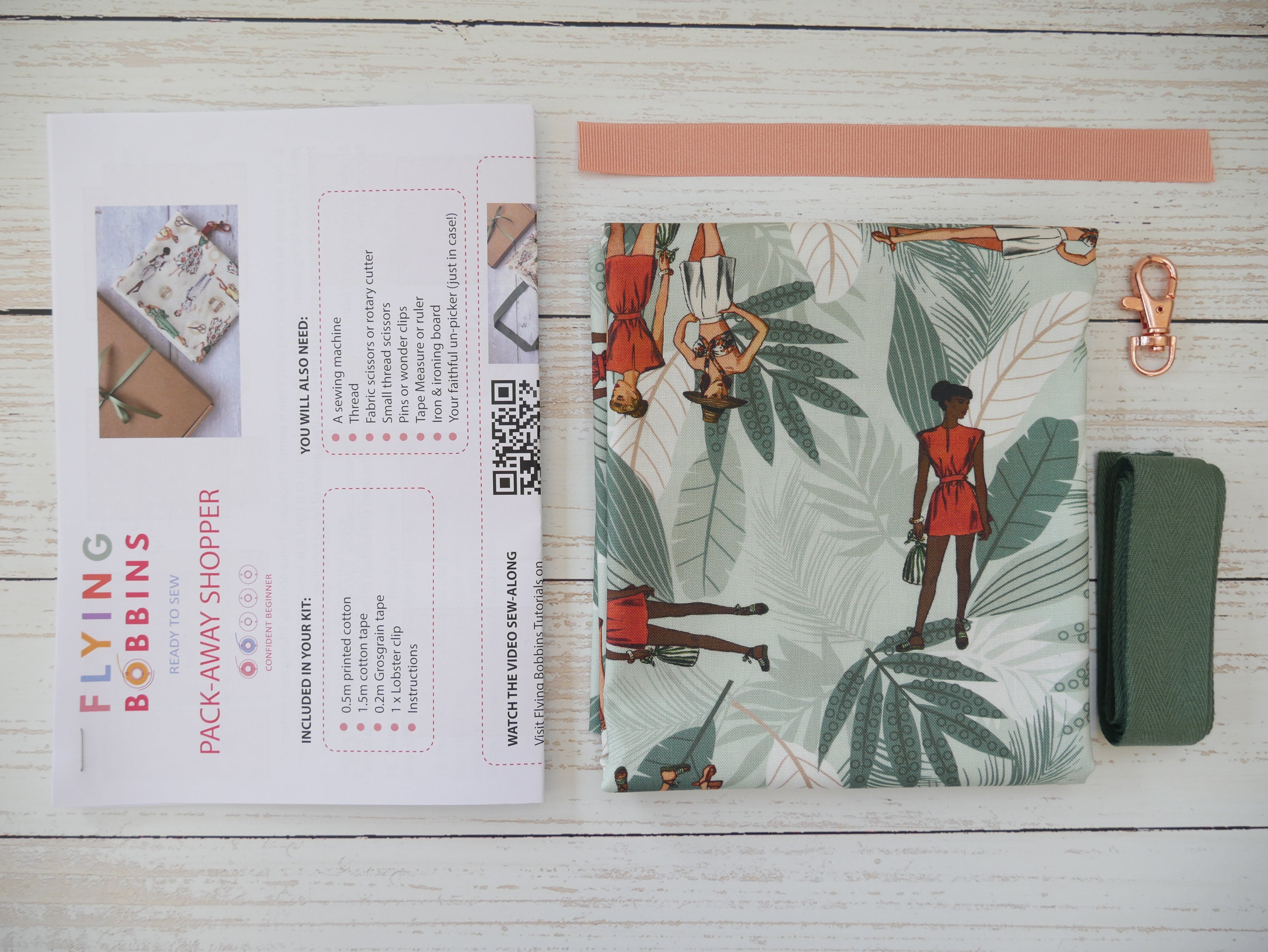 Pack-Away Shopping Bag Kit - Jungle Retreat-Sewing Kit-Flying Bobbins Haberdashery