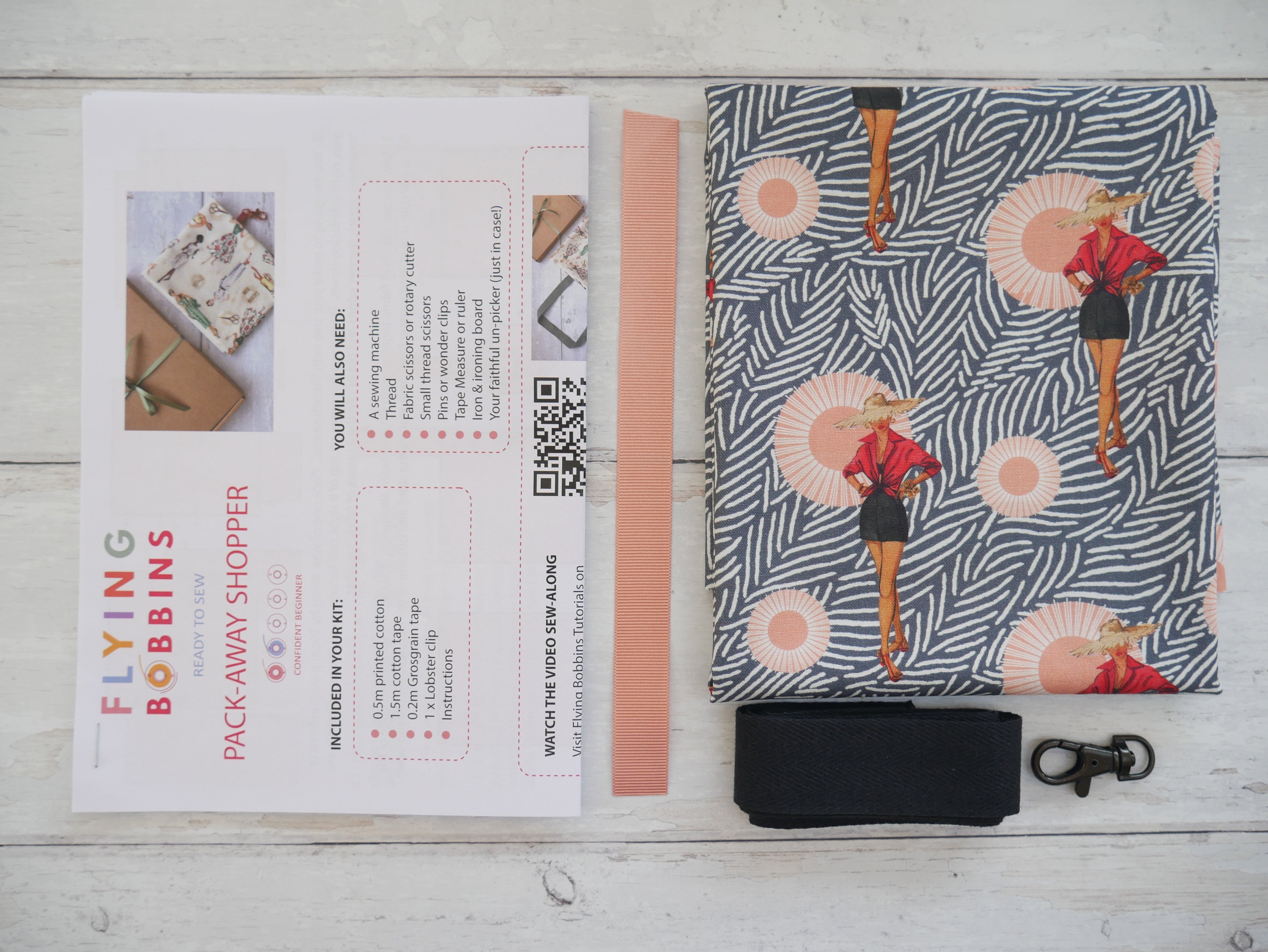 Pack-Away Shopping Bag Kit - Safari Chic-Sewing Kit-Flying Bobbins Haberdashery