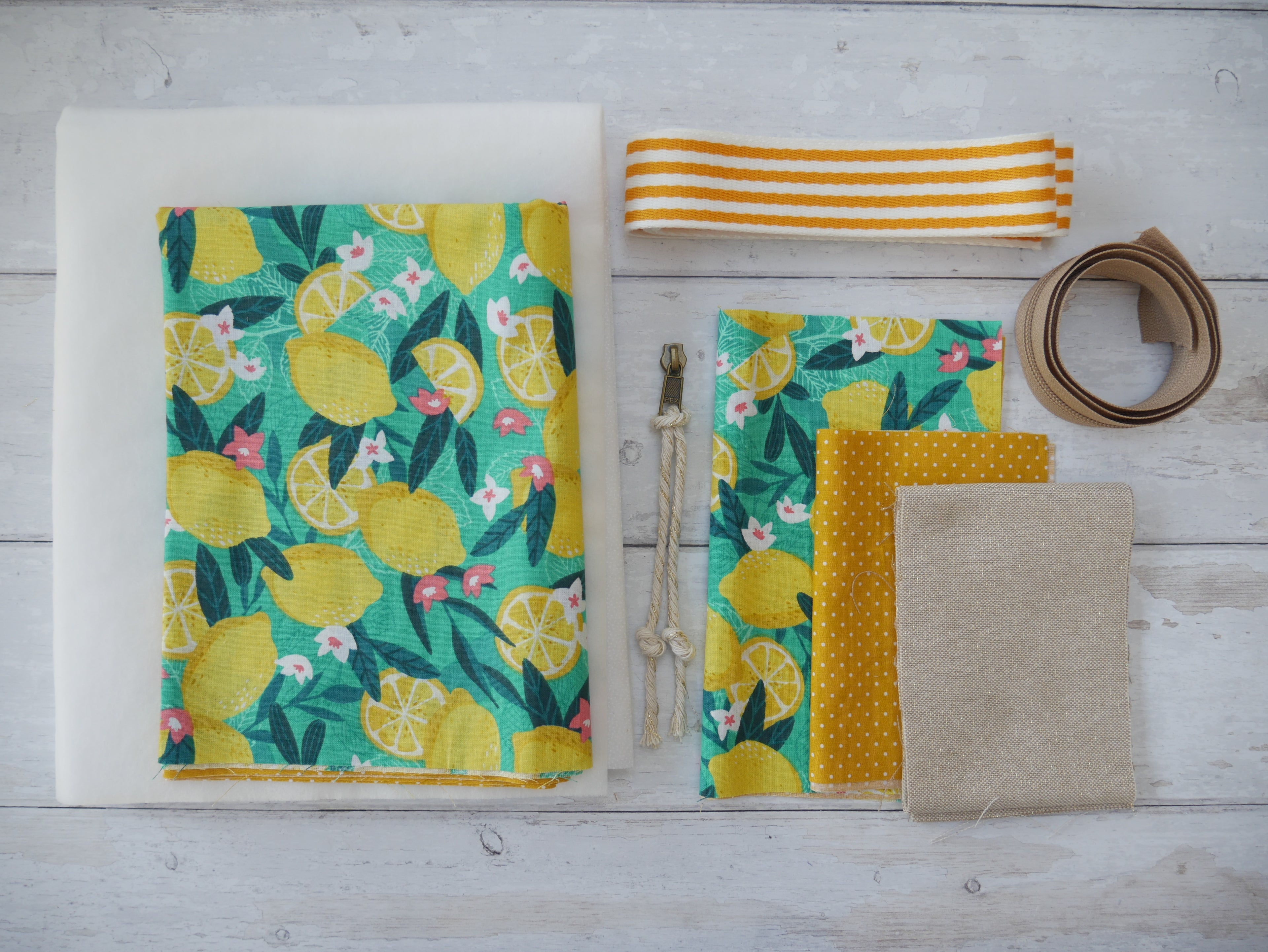 Zip Tote Bag Kit - Lemon Zest-Sewing Kit-Flying Bobbins Haberdashery